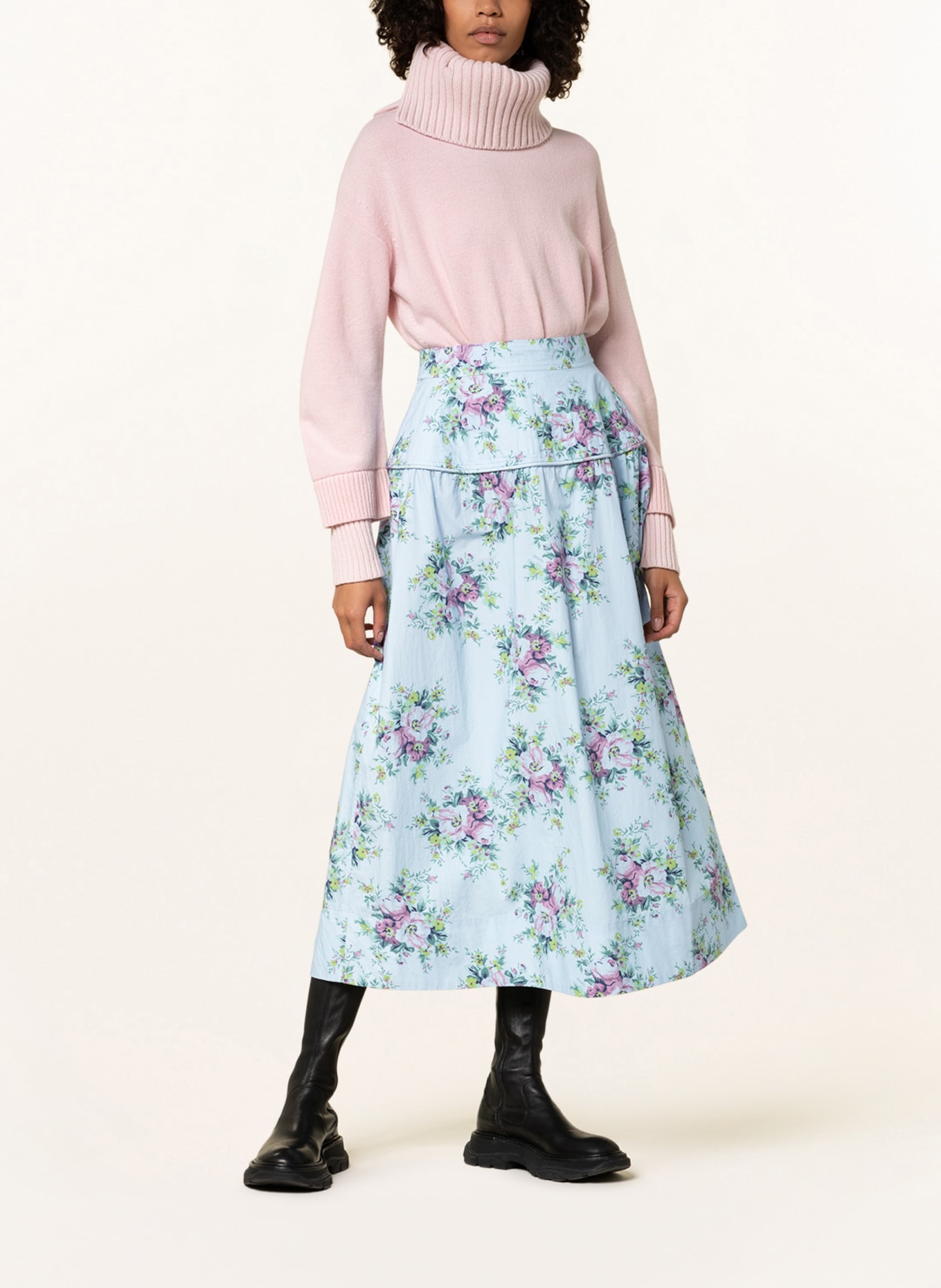 GANNI Skirt, Color: LIGHT BLUE/ ROSE/ GREEN (Image 2)