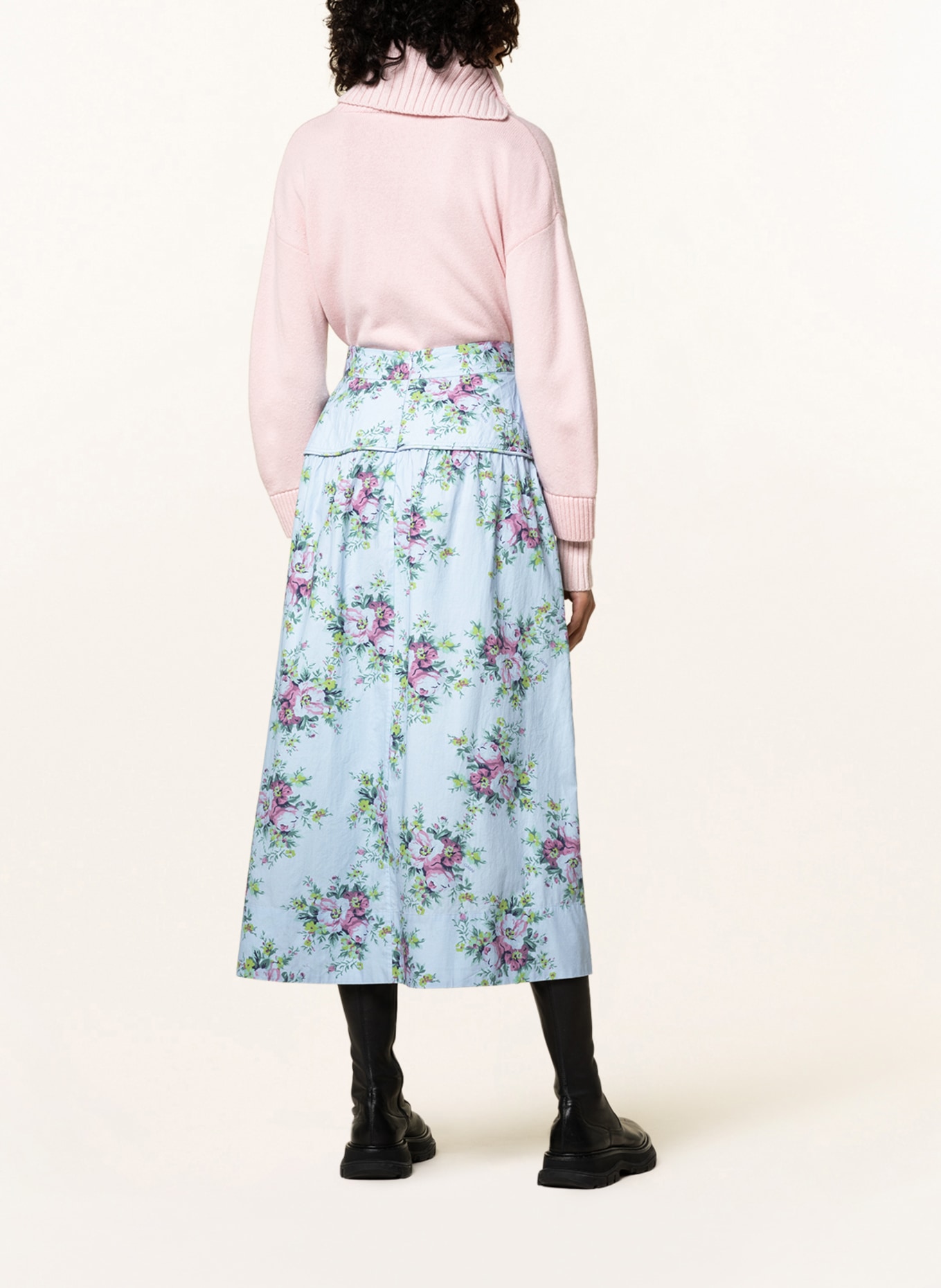 GANNI Skirt, Color: LIGHT BLUE/ ROSE/ GREEN (Image 3)