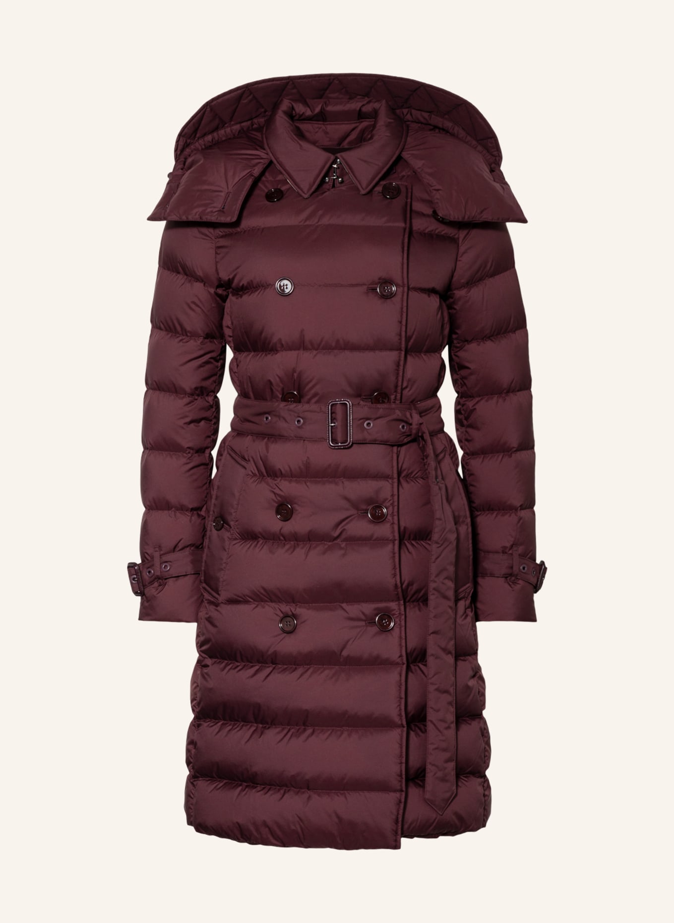 BURBERRY Péřový kabát ASHWICK s odnímatelnou kapucí, Barva: TMAVĚ ČERVENÁ (Obrázek 1)