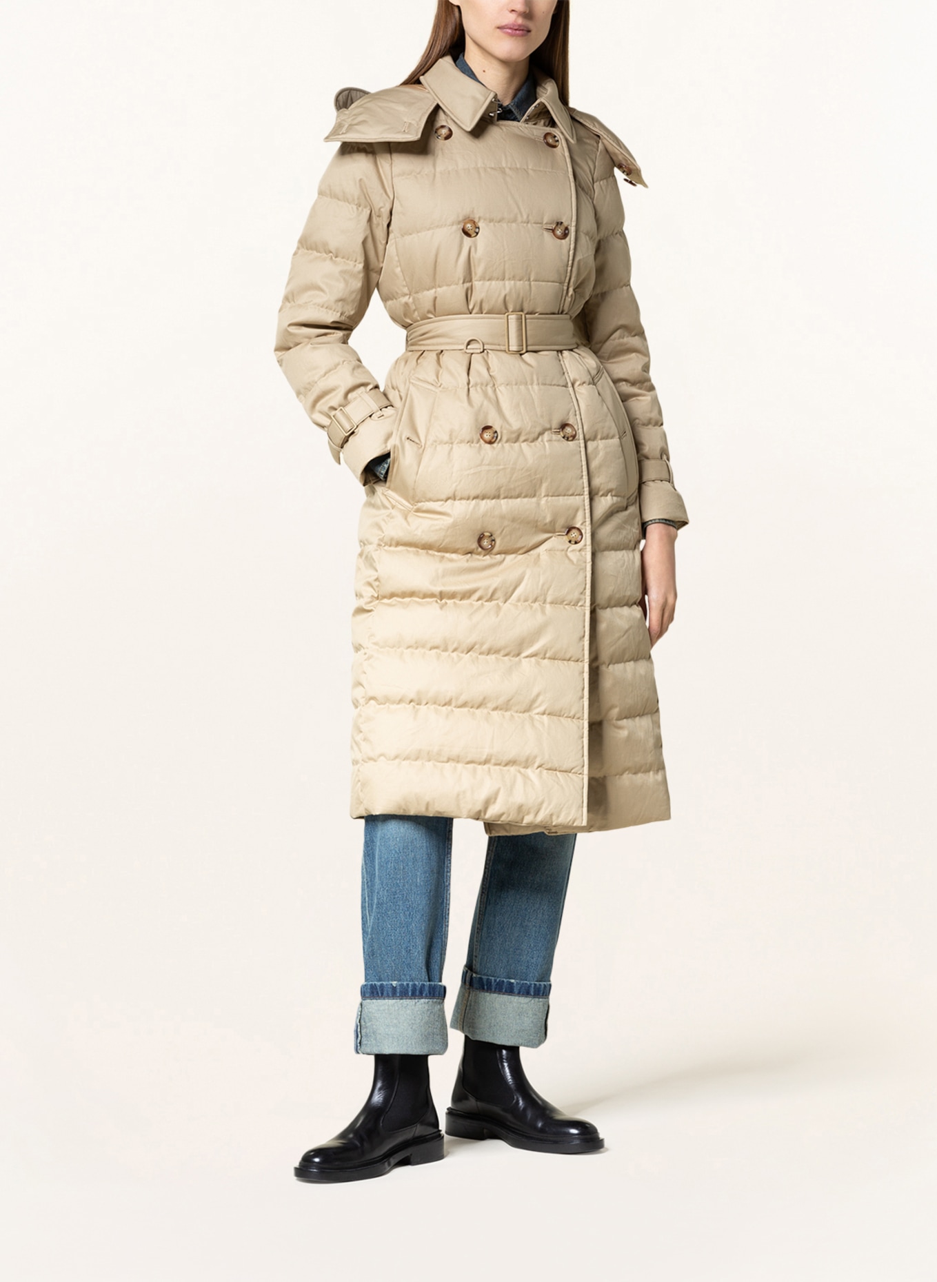 BURBERRY Péřový kabát ABBOTSLEY s odnímatelnou kapucí, Barva: BÉŽOVÁ (Obrázek 2)
