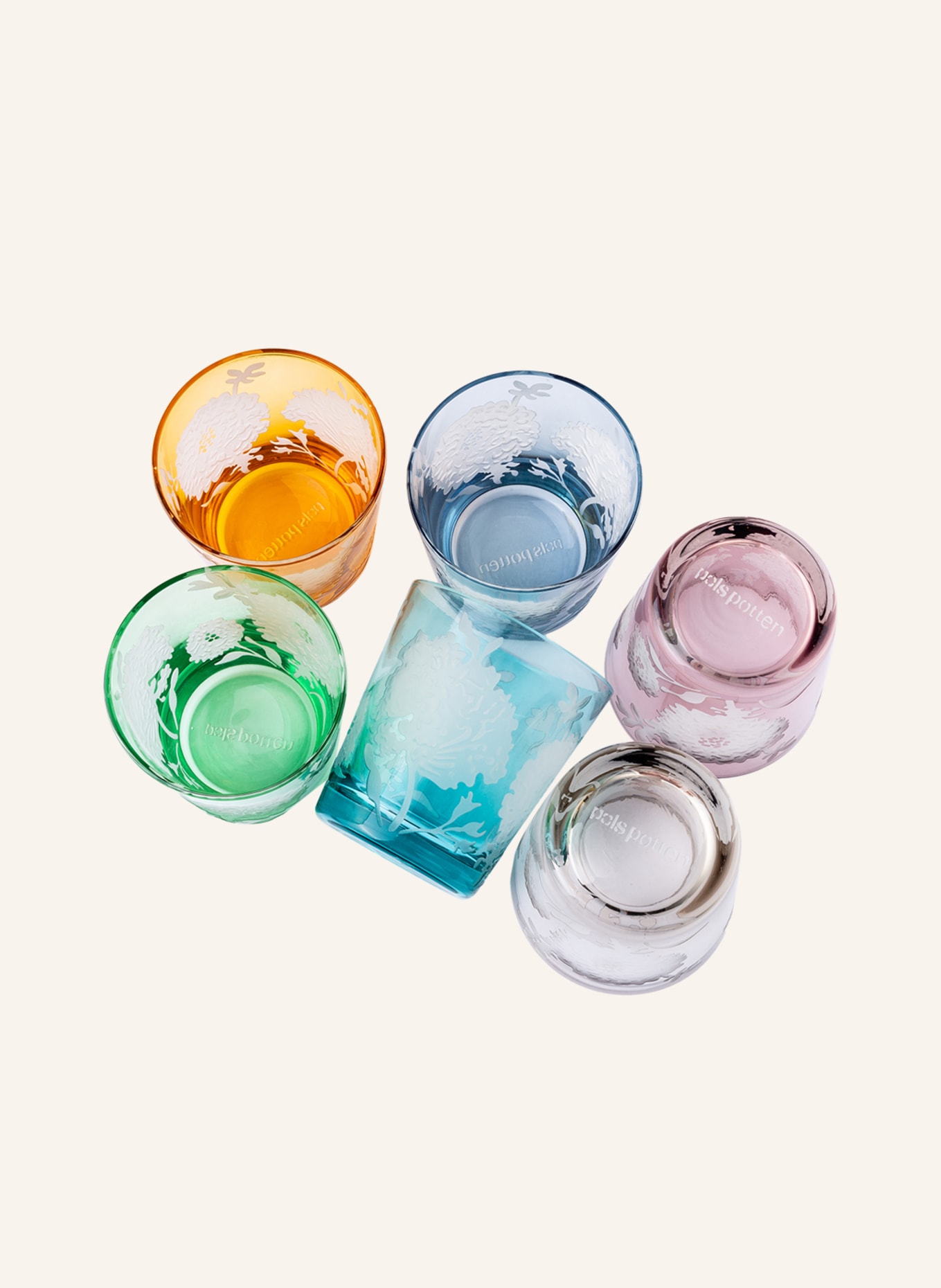pols potten Set of 6 drinking glasses, Color: GREEN/ BLUE/ DARK YELLOW (Image 3)