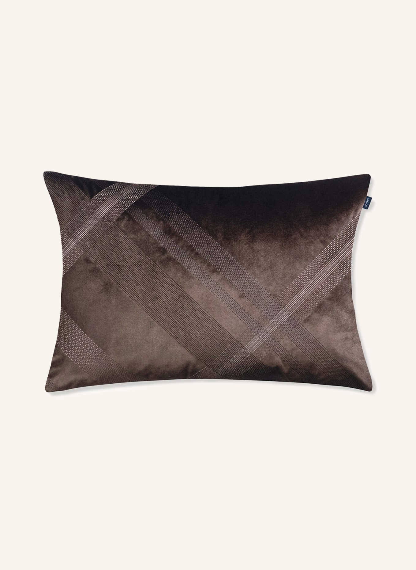 JOOP! Velvet decorative cushion cover CHECKS, Color: DARK BROWN (Image 1)
