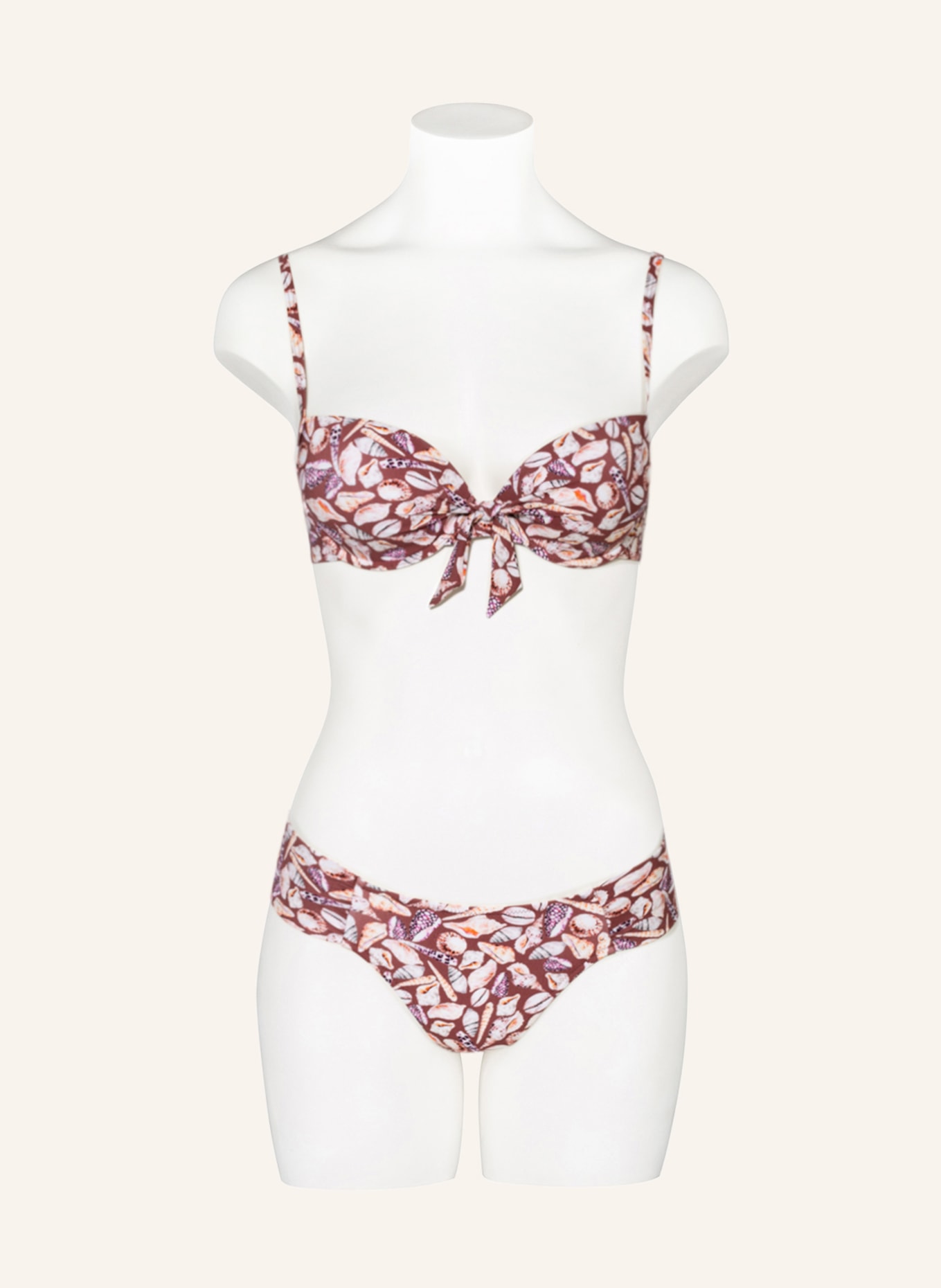 watercult Basic bikinové kalhotky SHORELINE CHARM: HNĚDÁ / BÉŽOVÁ