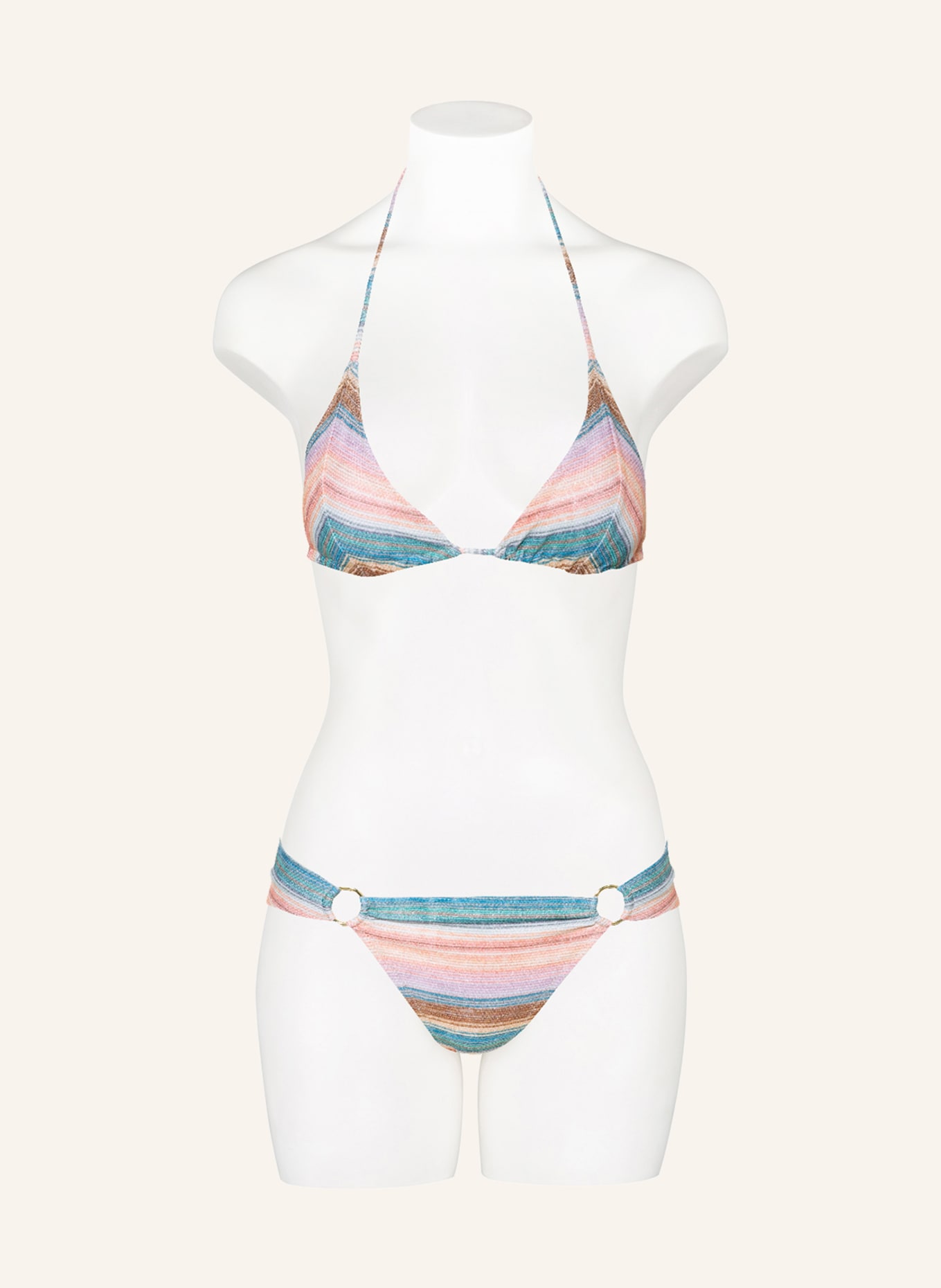 watercult Haut de bikini triangle PASTEL SUNSET avec fil pailleté: ORANGE CLAIR / BLEU / VERT