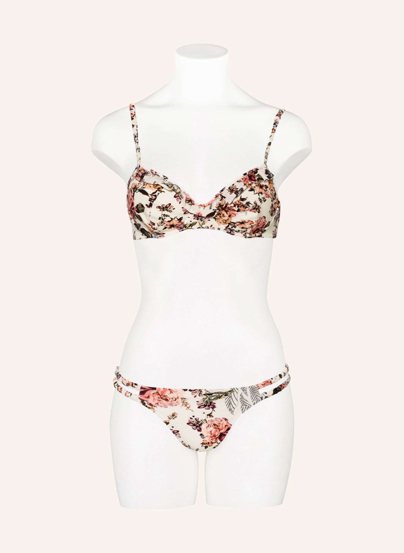 watercult Underwired bikini top SECRET GARDEN, Color: LIGHT YELLOW/ BLACK/ LIGHT ORANGE (Image 2)