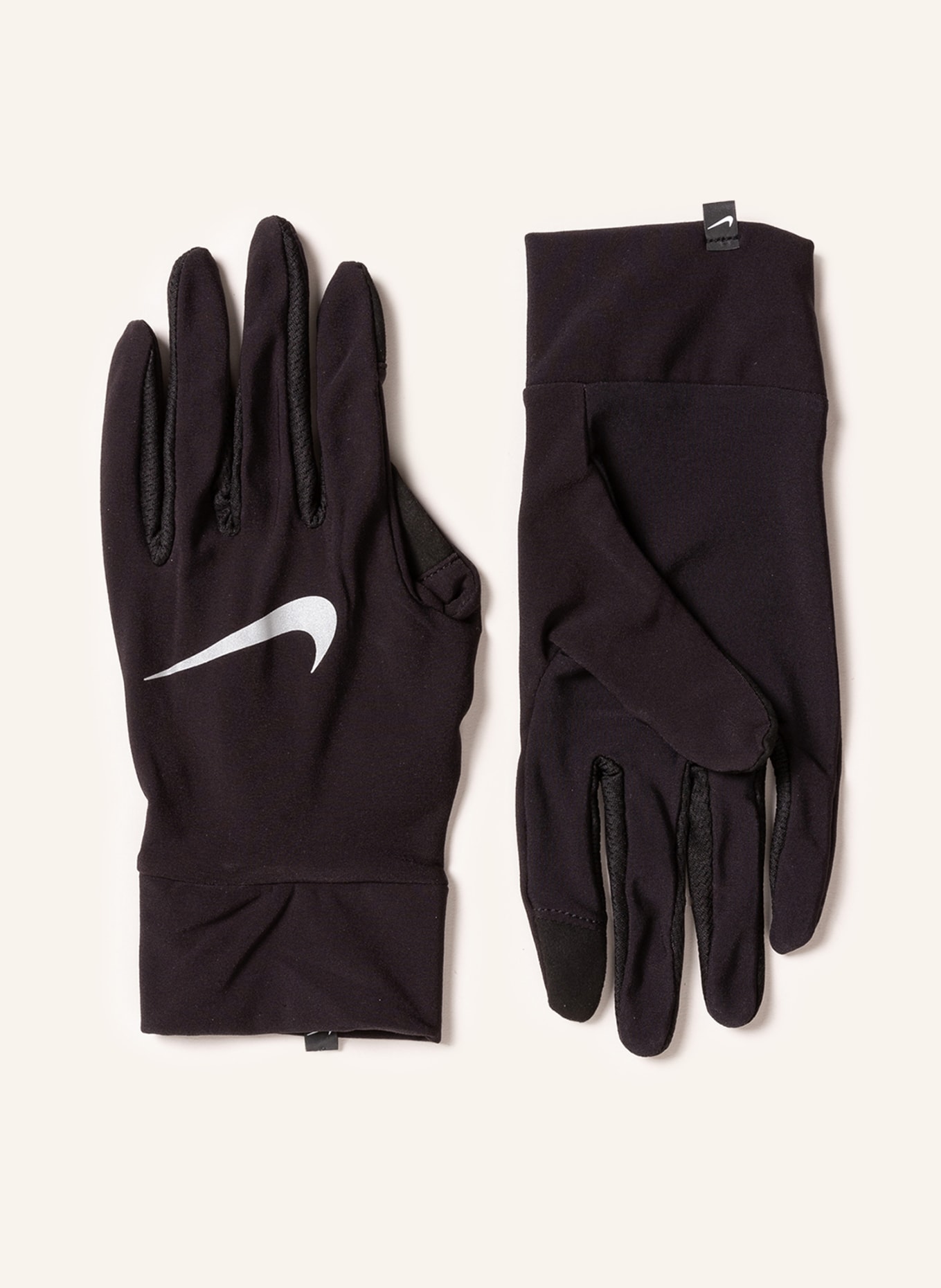 Nike Multisport-Handschuhe LIGHTWEIGHT TECH RUNNING mit Touchscreen-Funktion, Farbe: SCHWARZ/ SILBER (Bild 1)