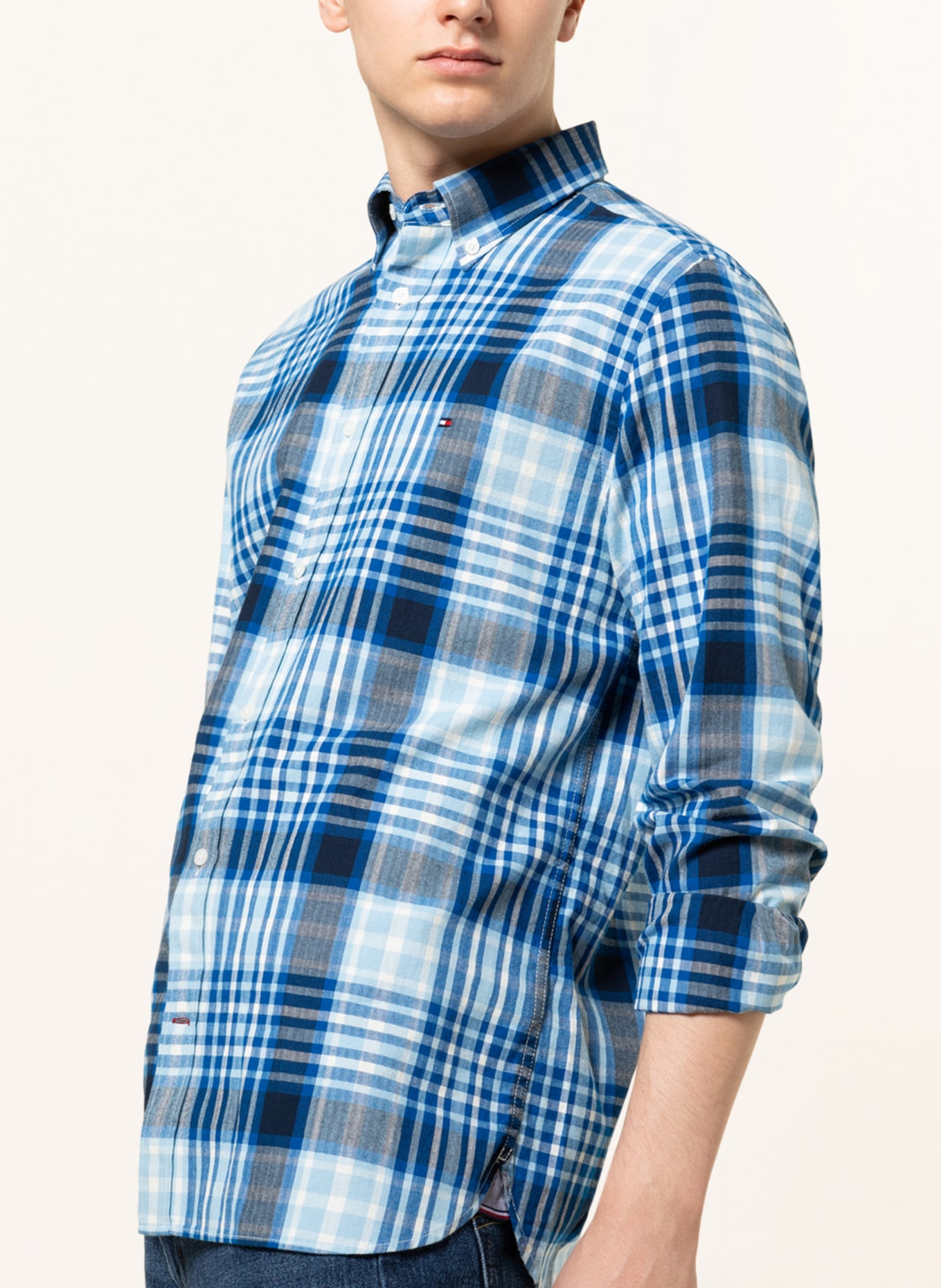 TOMMY HILFIGER Flanellhemd Regular Fit, Farbe: HELLBLAU/ BLAU/ WEISS (Bild 4)
