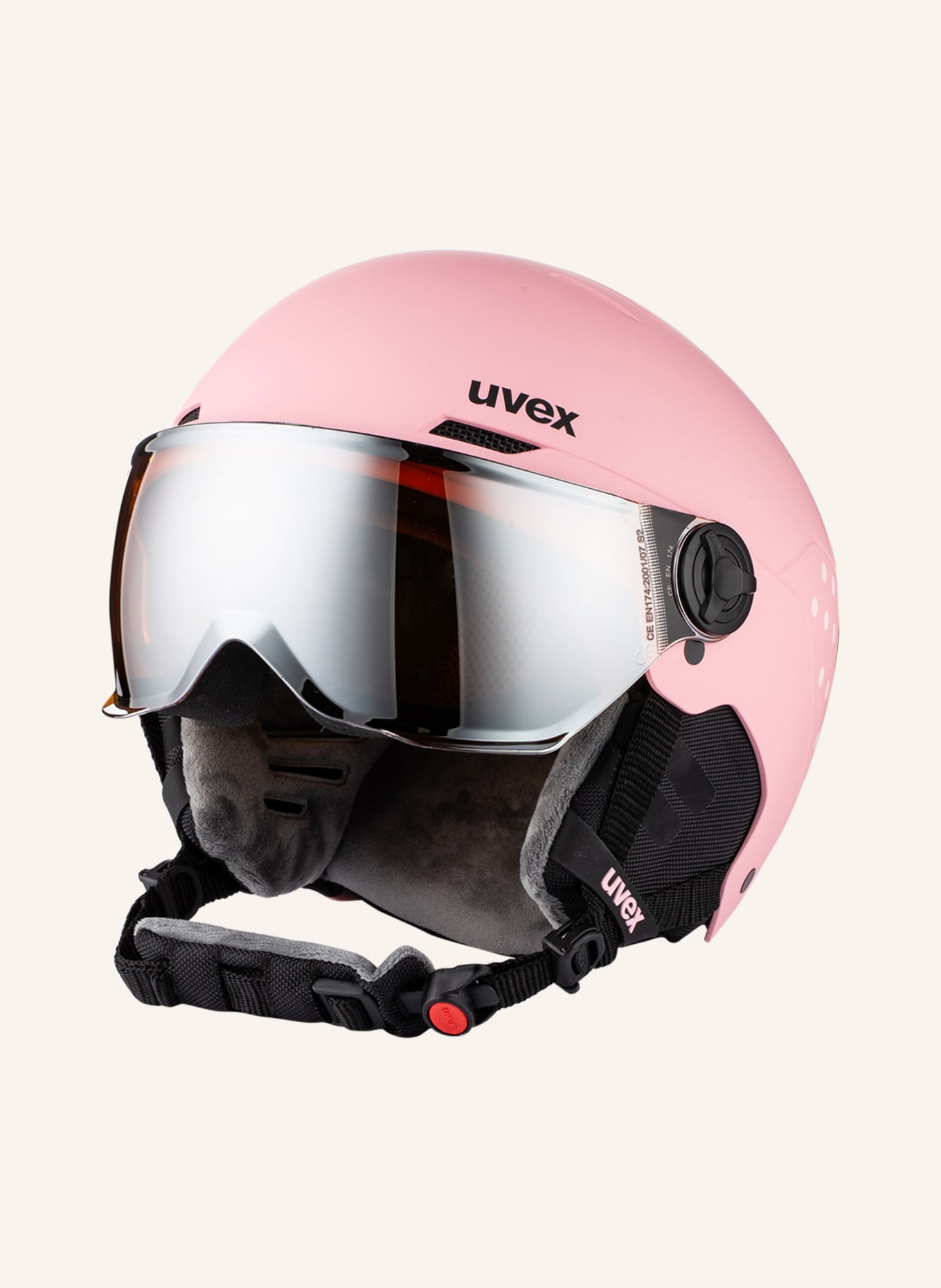 uvex Lyžařská helma ROCKET JR VISOR, Barva: RŮŽOVÁ (Obrázek 1)