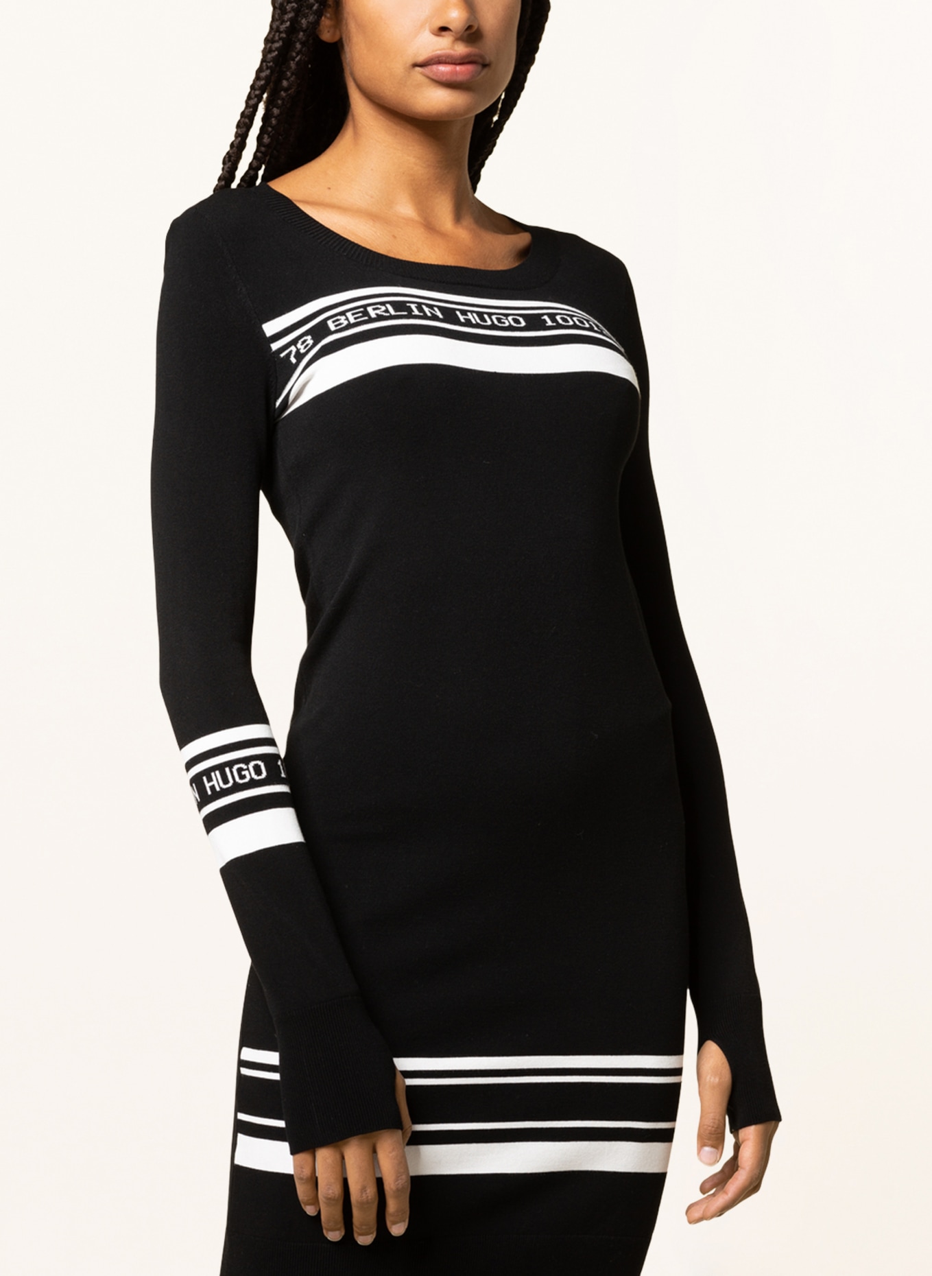 HUGO Knit dress SUSHANETTA, Color: BLACK/ WHITE (Image 4)