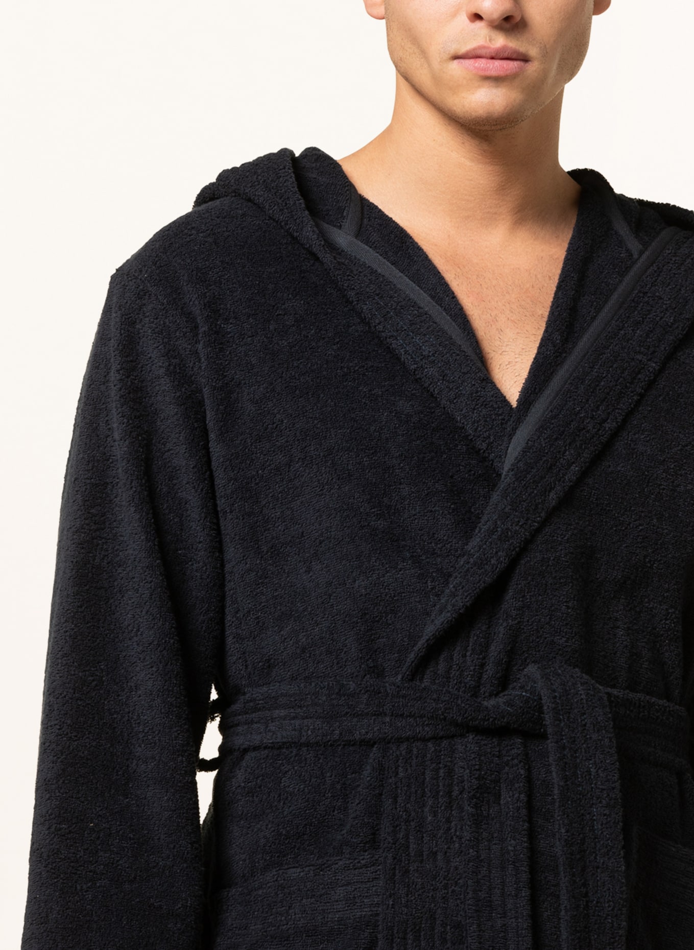 STROKESMAN'S Men’s bathrobe with hood, Color: DARK BLUE (Image 5)