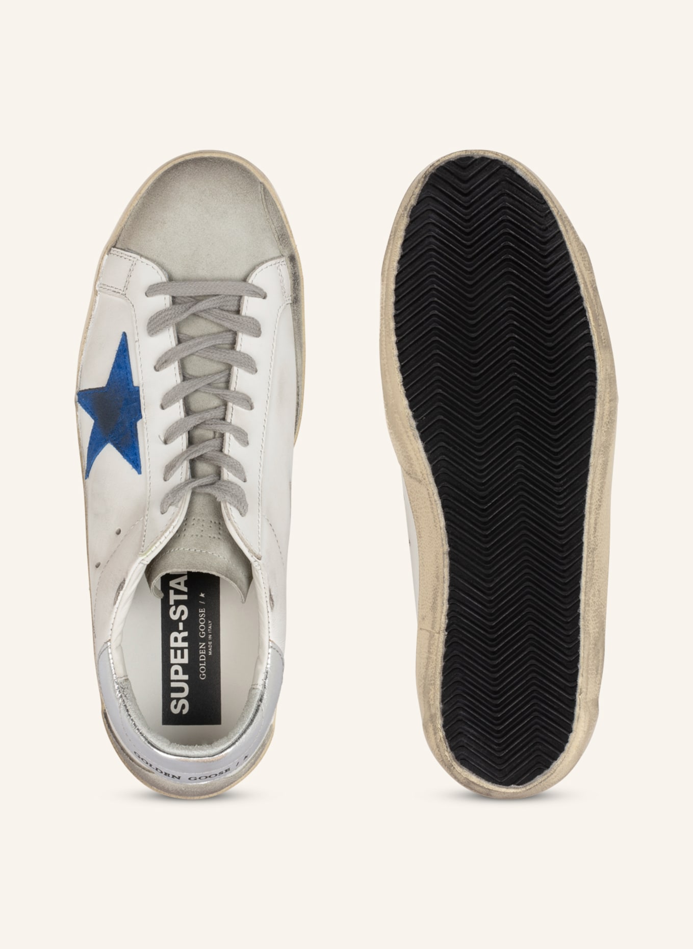 GOLDEN GOOSE Sneakers SUPER-STAR, Color: WHITE/ GRAY/ BLUE (Image 5)