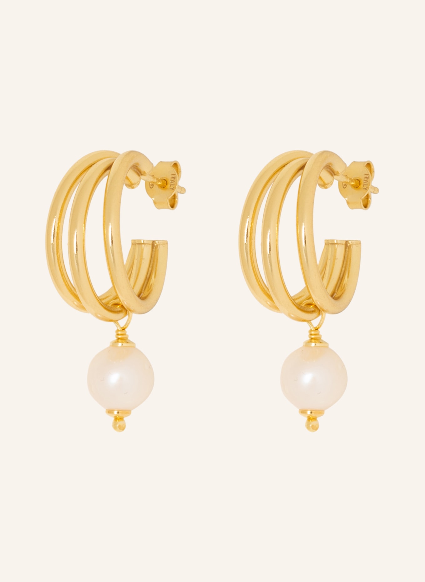 LOTT.gioielli Creole earrings CLASSIC, Color: GOLD/ WHITE (Image 1)