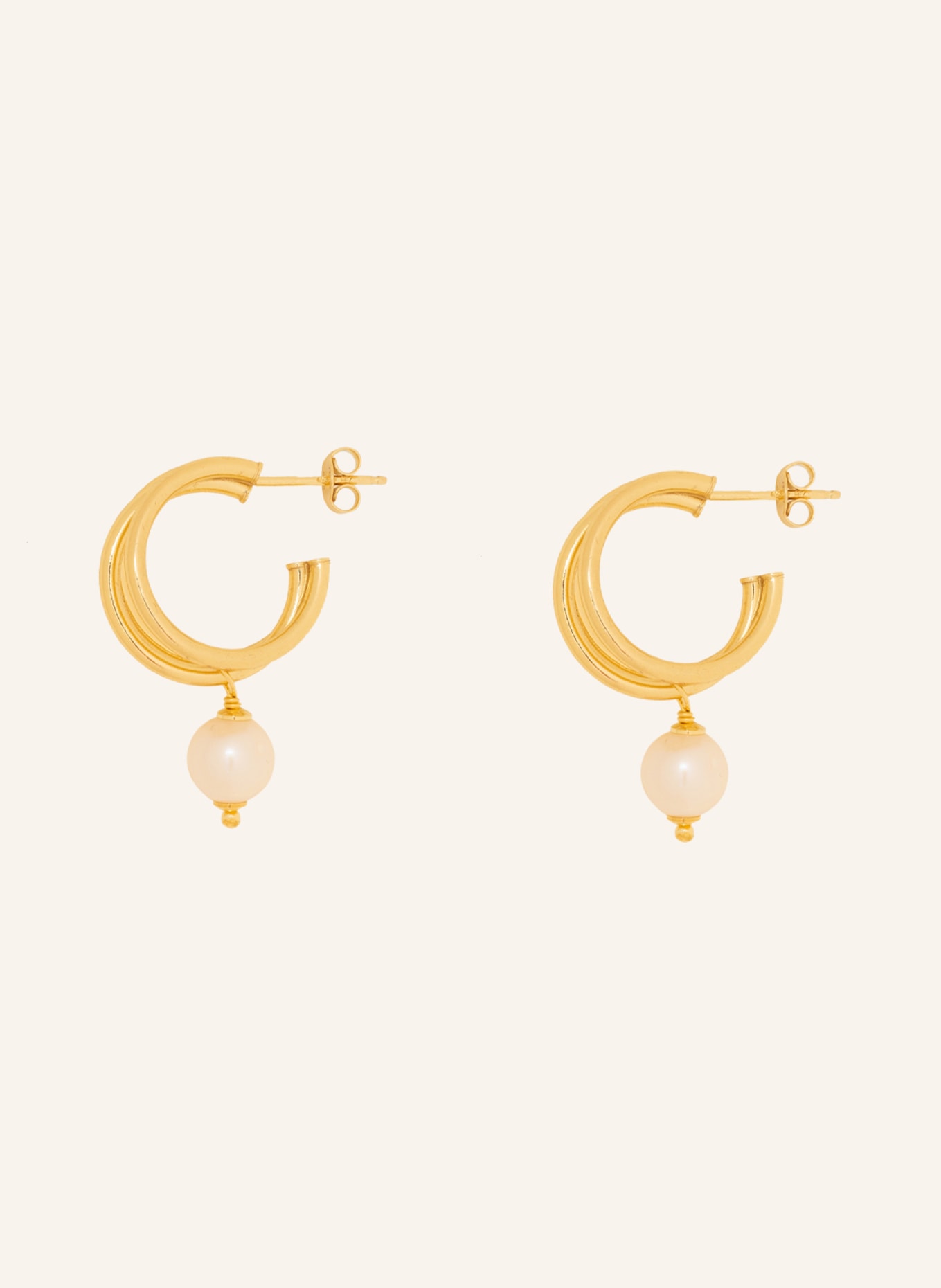 LOTT.gioielli Creole earrings CLASSIC, Color: GOLD/ WHITE (Image 2)