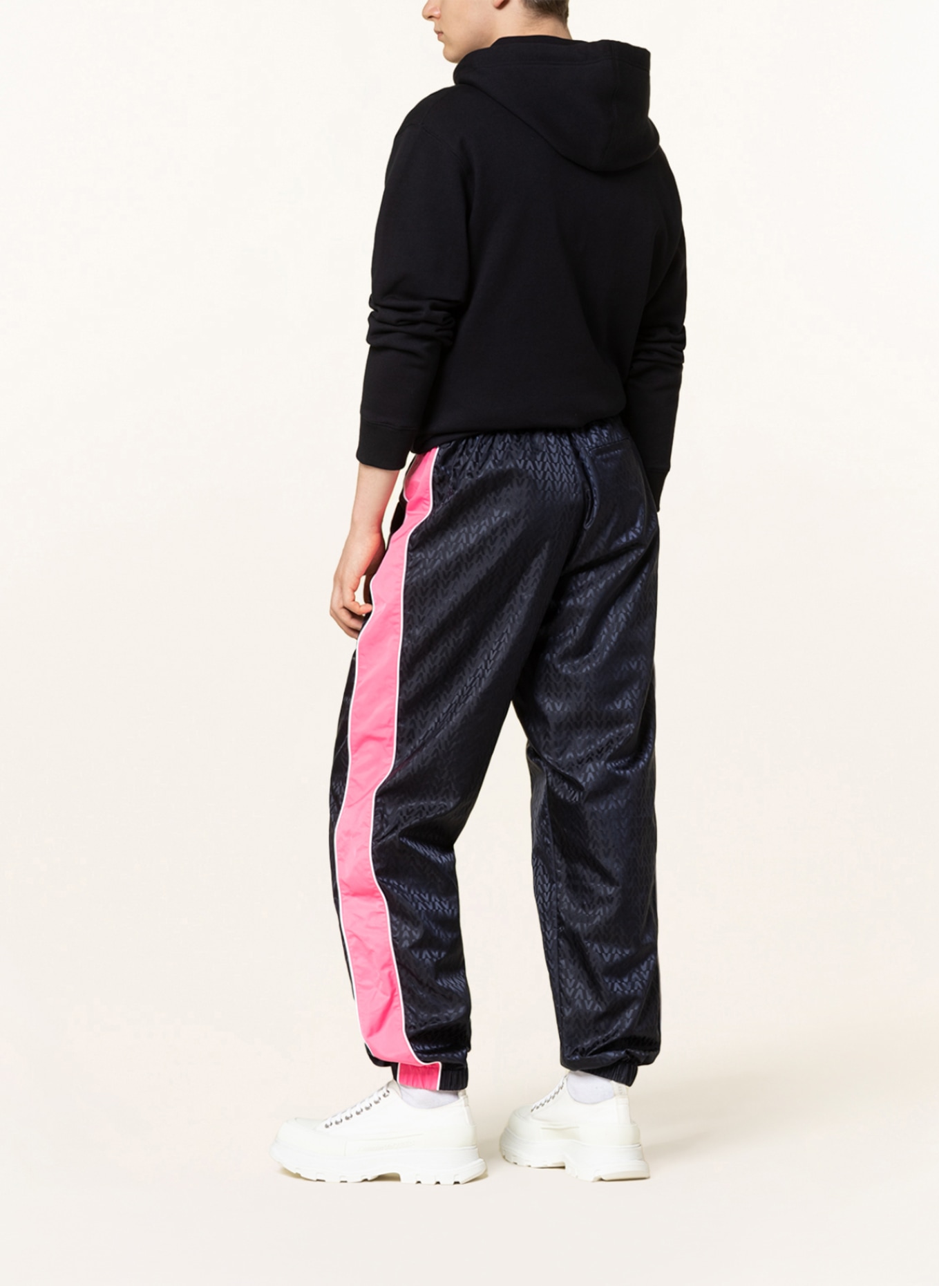 VALENTINO Trousers in jogger style , Color: DARK BLUE/ NEON PINK/ WHITE (Image 3)