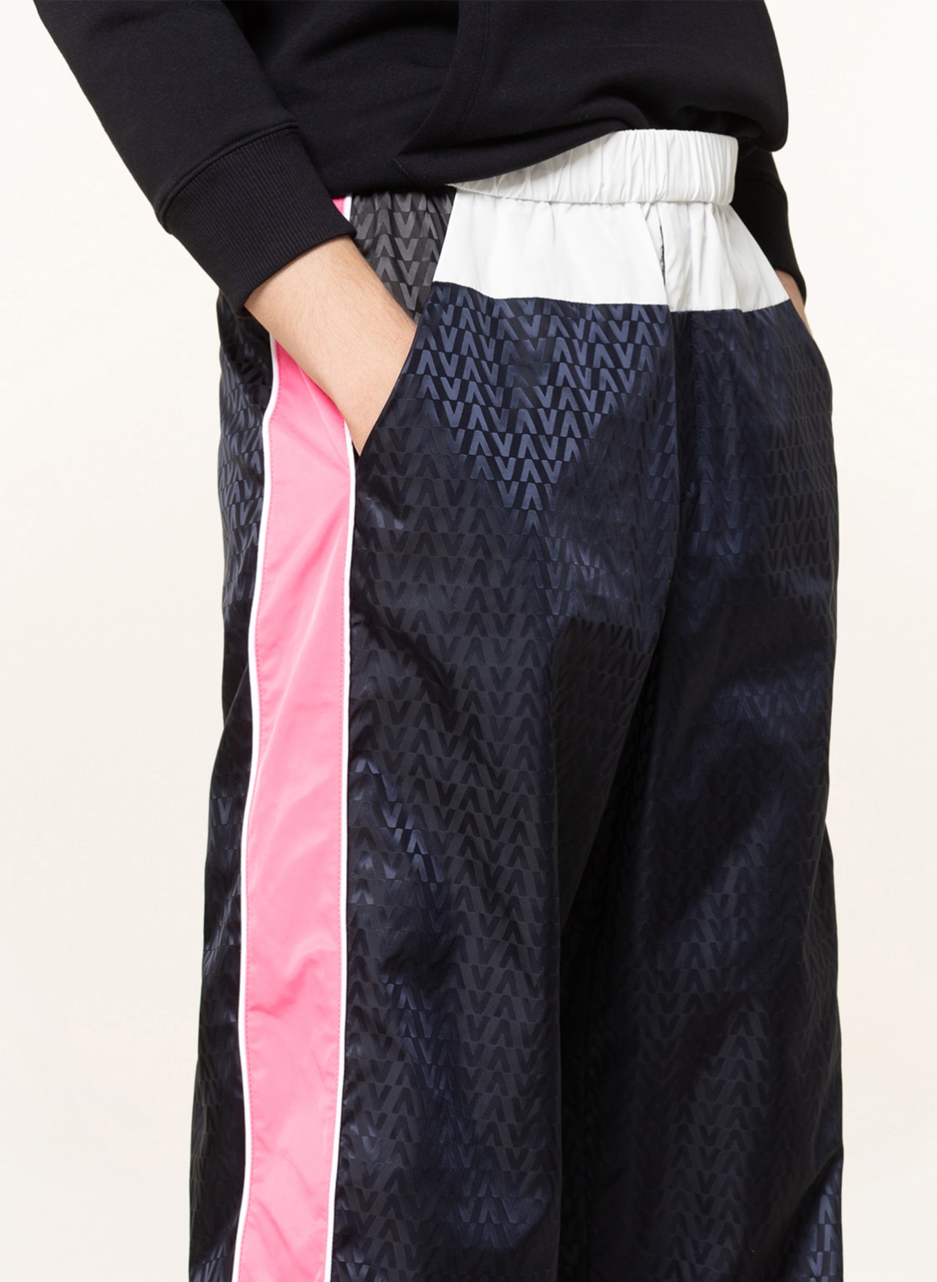 VALENTINO Trousers in jogger style , Color: DARK BLUE/ NEON PINK/ WHITE (Image 5)