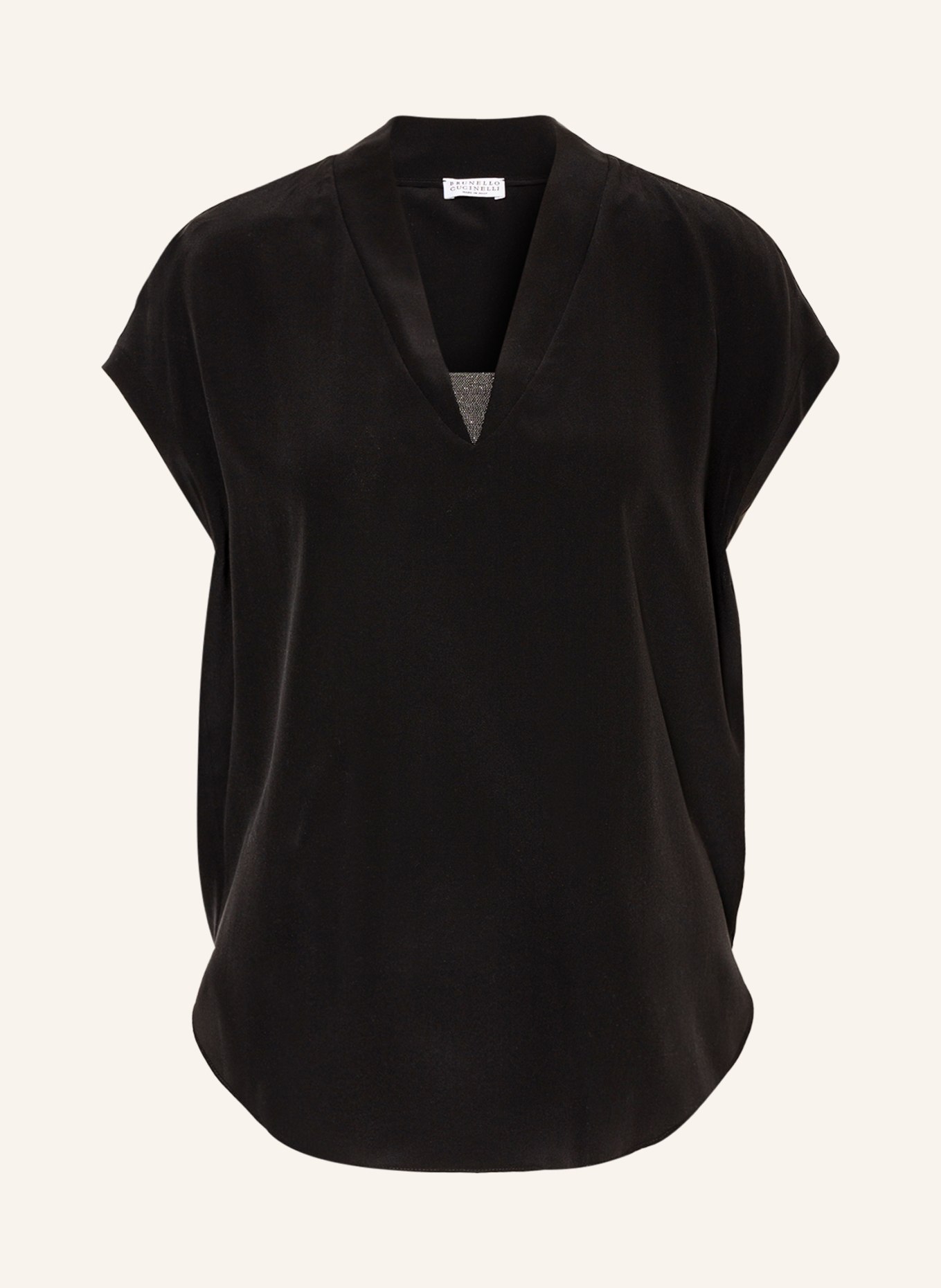 BRUNELLO CUCINELLI Blouse-style shirt in silk, Color: BLACK (Image 1)