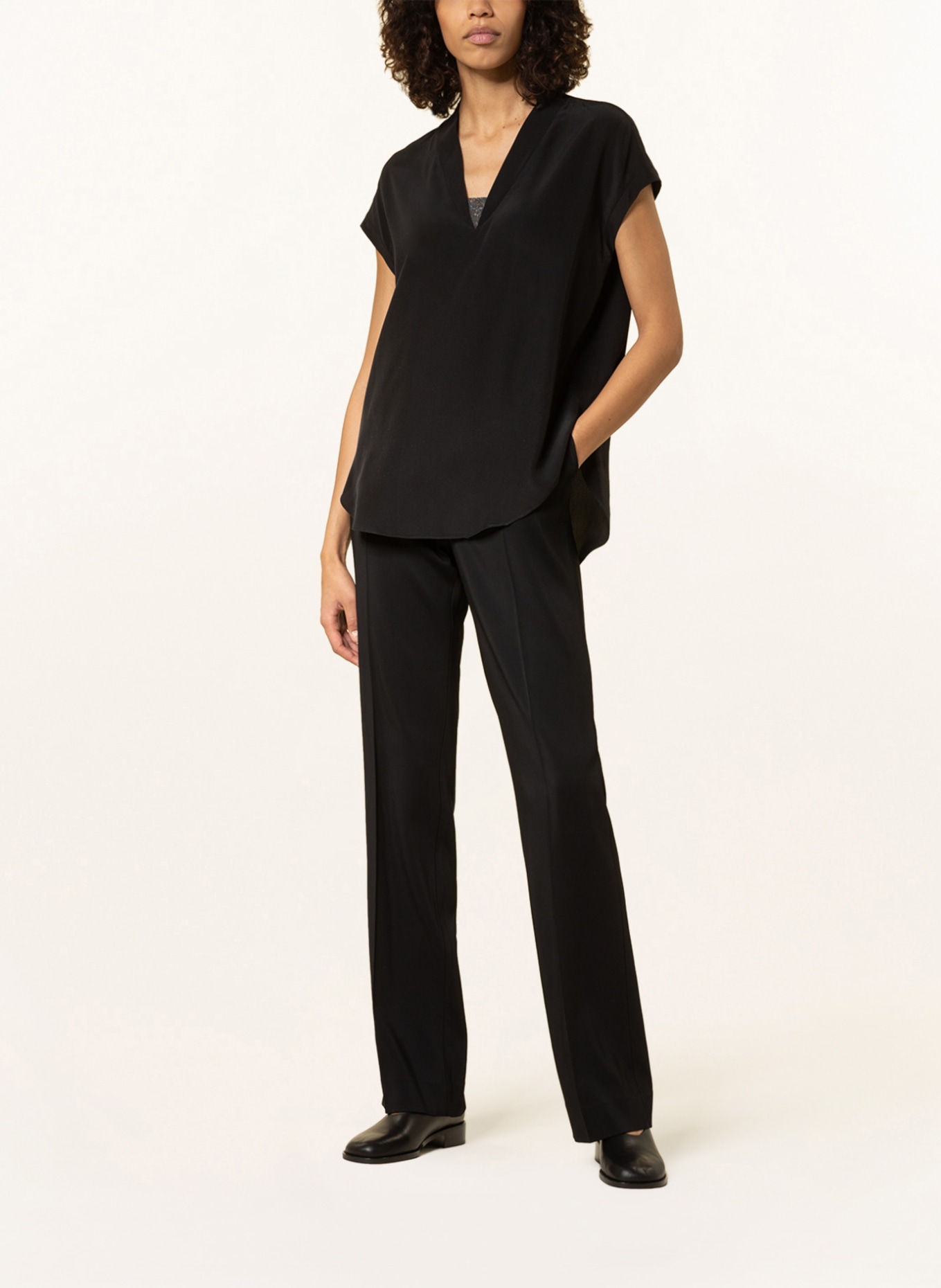 BRUNELLO CUCINELLI Blouse-style shirt in silk, Color: BLACK (Image 2)