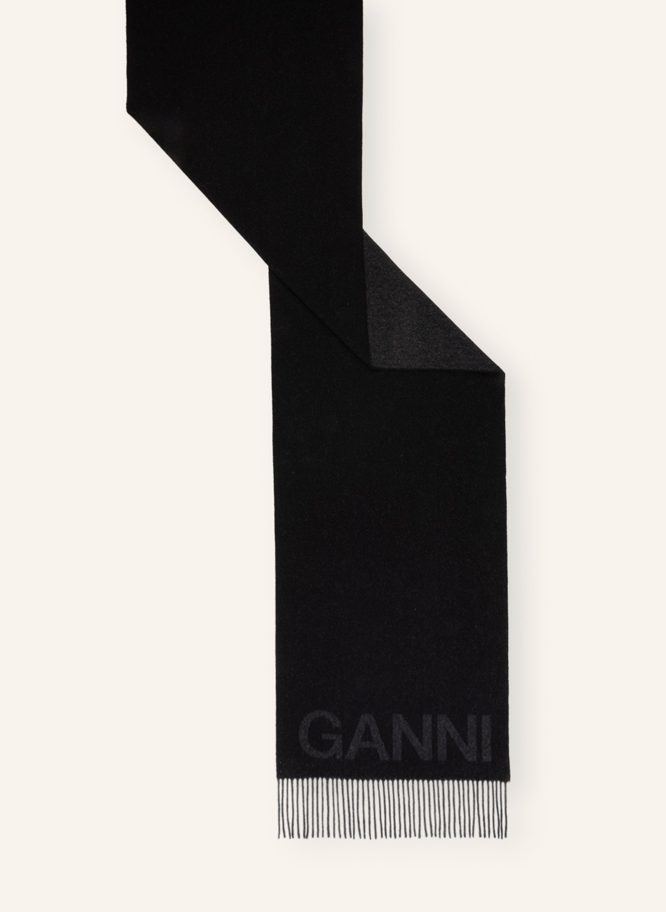GANNI Scarf: BLACK / DARK GRAY