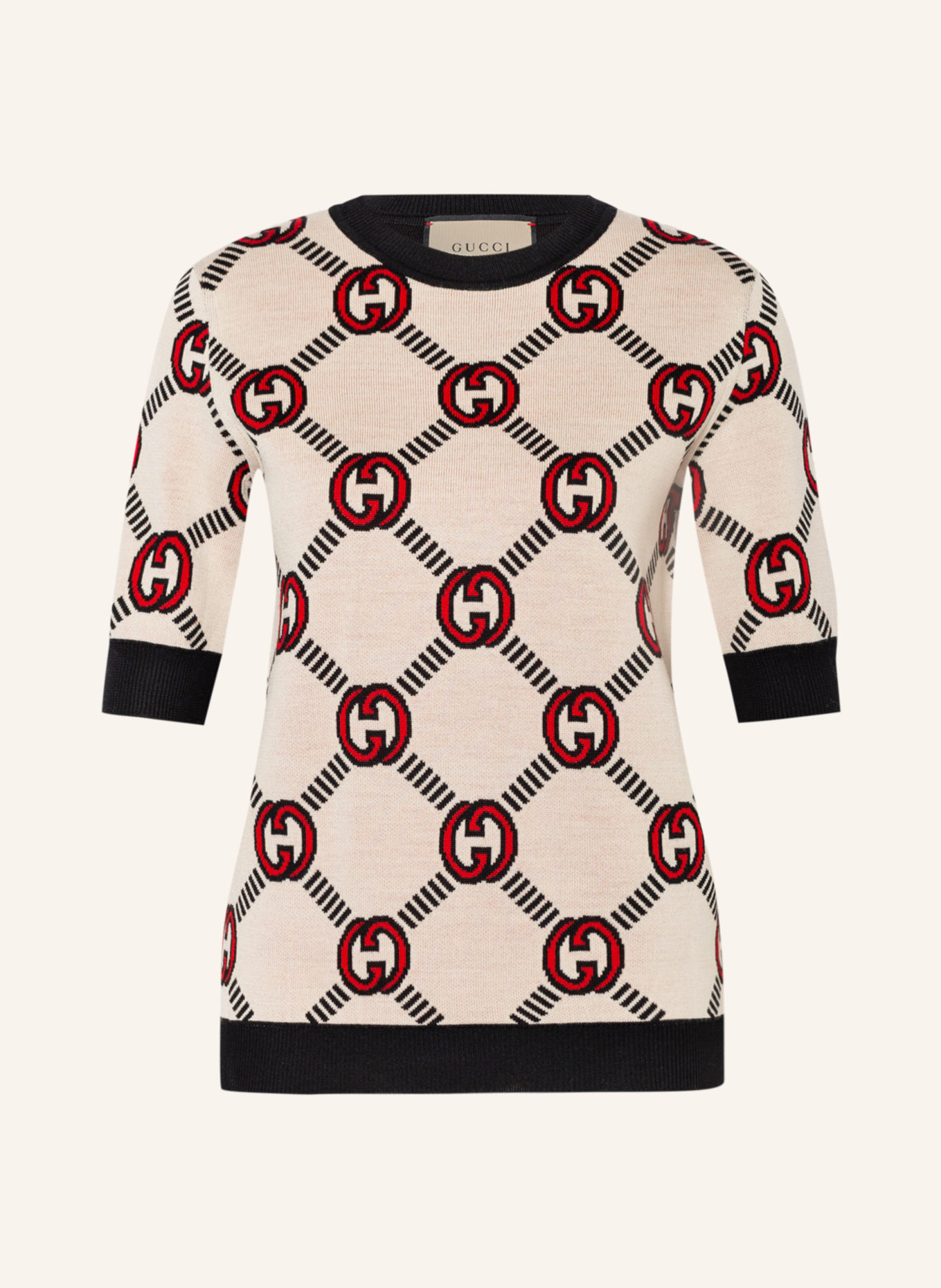 GUCCI Knit shirt , Color: CREAM/ BLACK/ RED (Image 1)