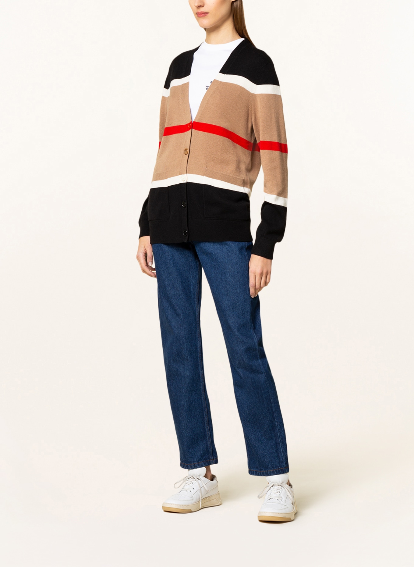 BURBERRY Cardigan PHILLIPA in cashmere, Color: CAMEL/ BLACK/ RED (Image 2)