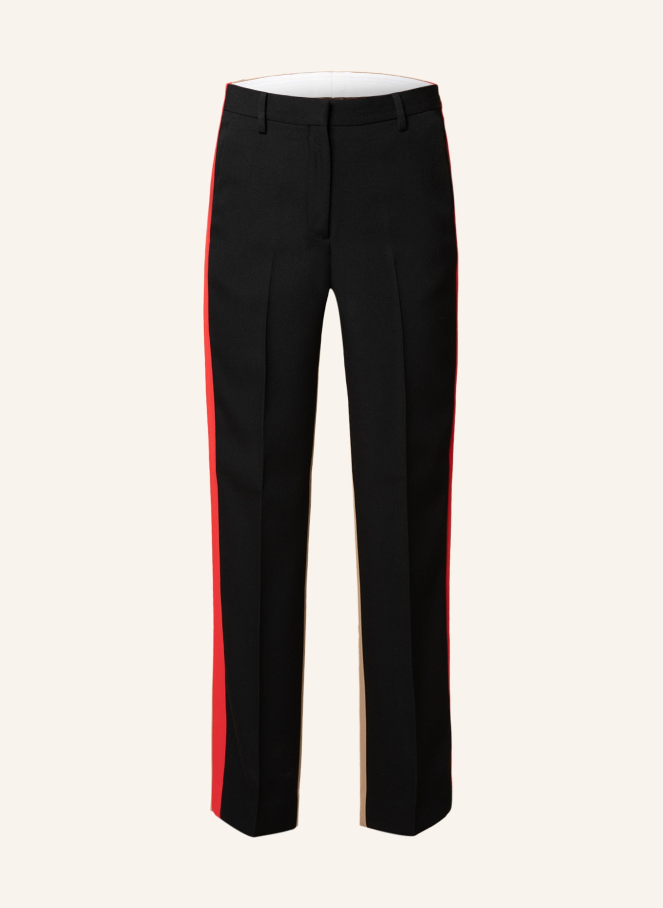 BURBERRY Trousers LOTTIE with tuxedo stripe, Color: BLACK/ CAMEL/ RED (Image 1)