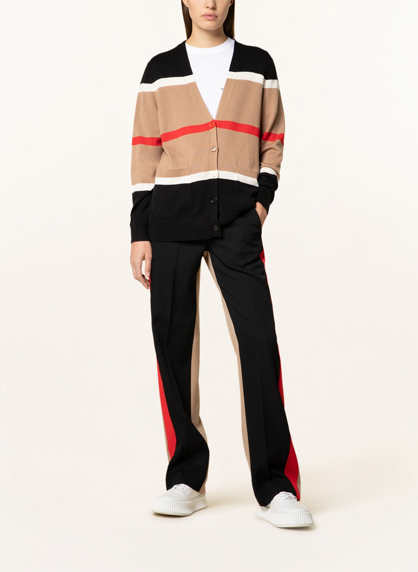 BURBERRY Trousers LOTTIE with tuxedo stripe, Color: BLACK/ CAMEL/ RED (Image 2)