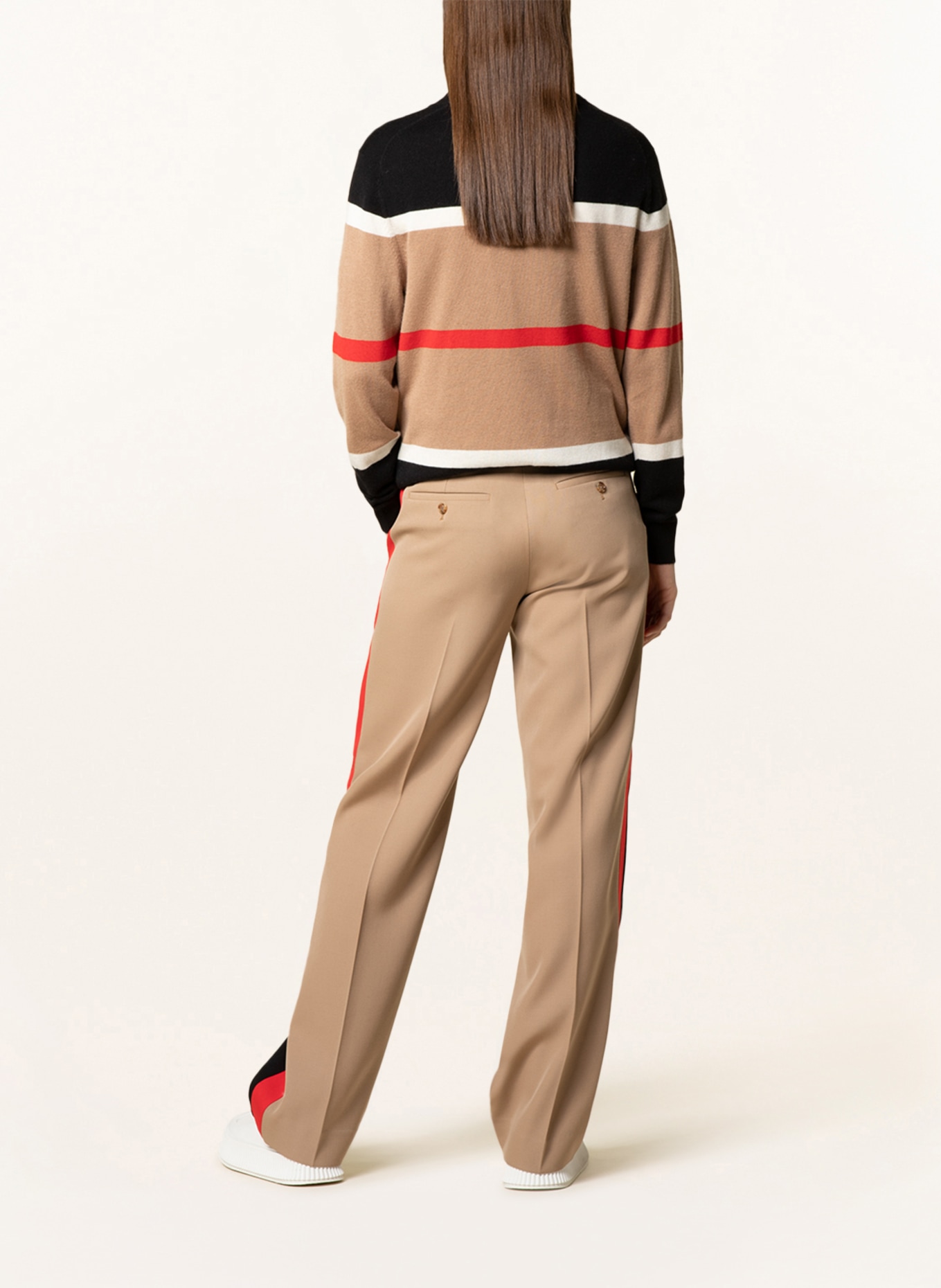 BURBERRY Kalhoty LOTTIE s galonovými pruhy, Barva: ČERNÁ/ VELBLOUDÍ/ ČERVENÁ (Obrázek 3)