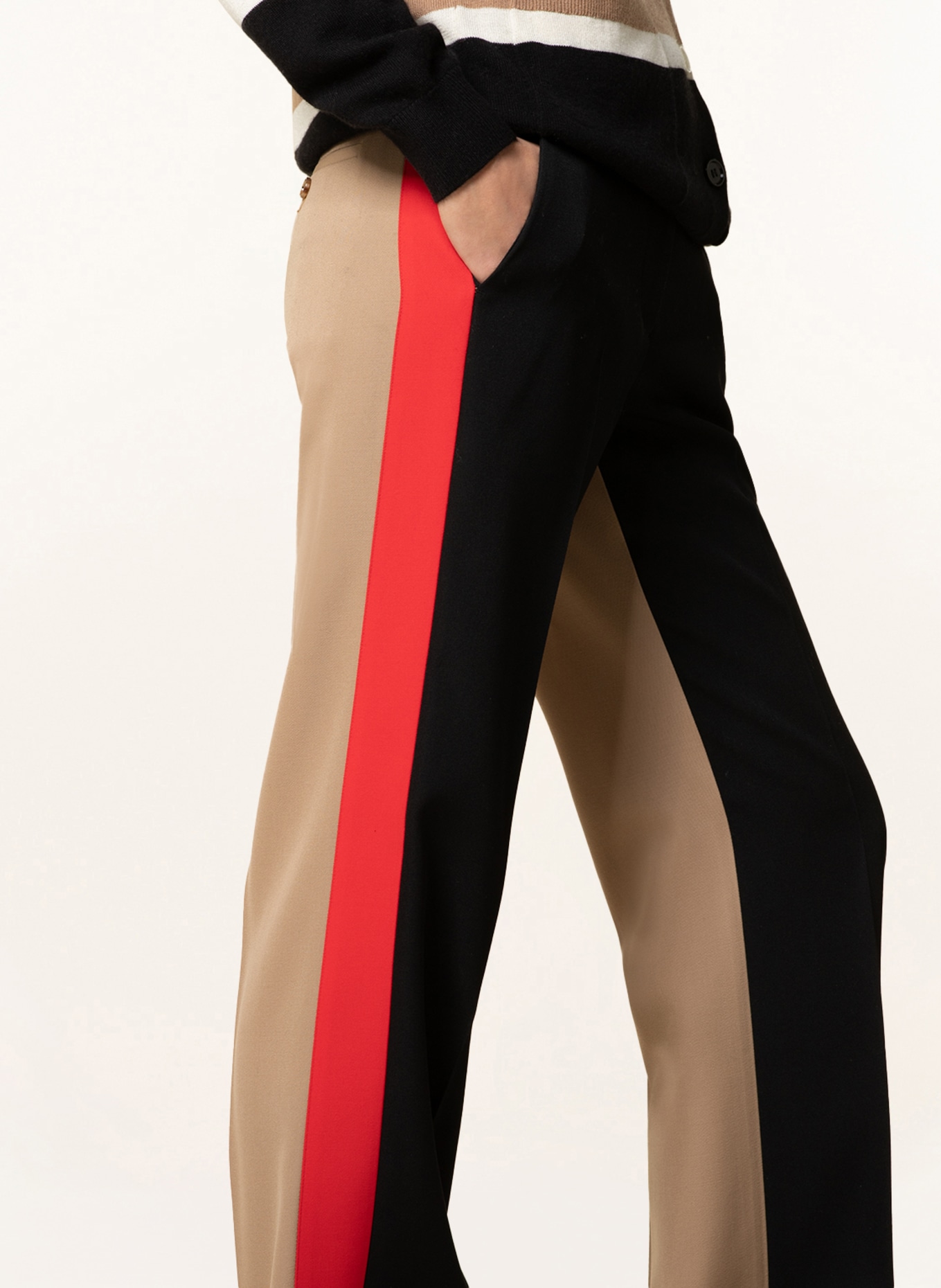 BURBERRY Kalhoty LOTTIE s galonovými pruhy, Barva: ČERNÁ/ VELBLOUDÍ/ ČERVENÁ (Obrázek 5)