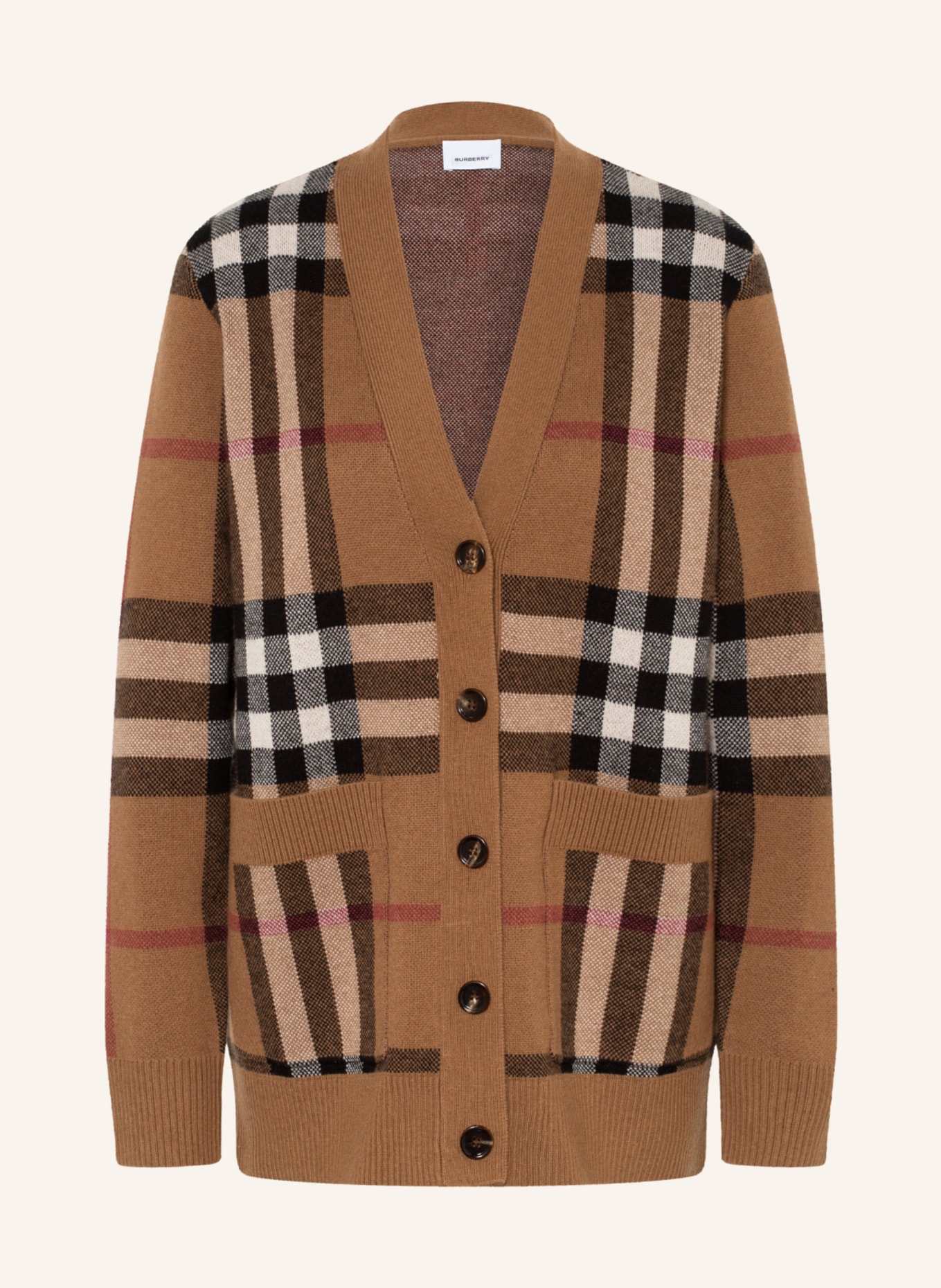 BURBERRY Cardigan WILLAH with cashmere, Color: CAMEL/ WHITE/ BLACK (Image 1)