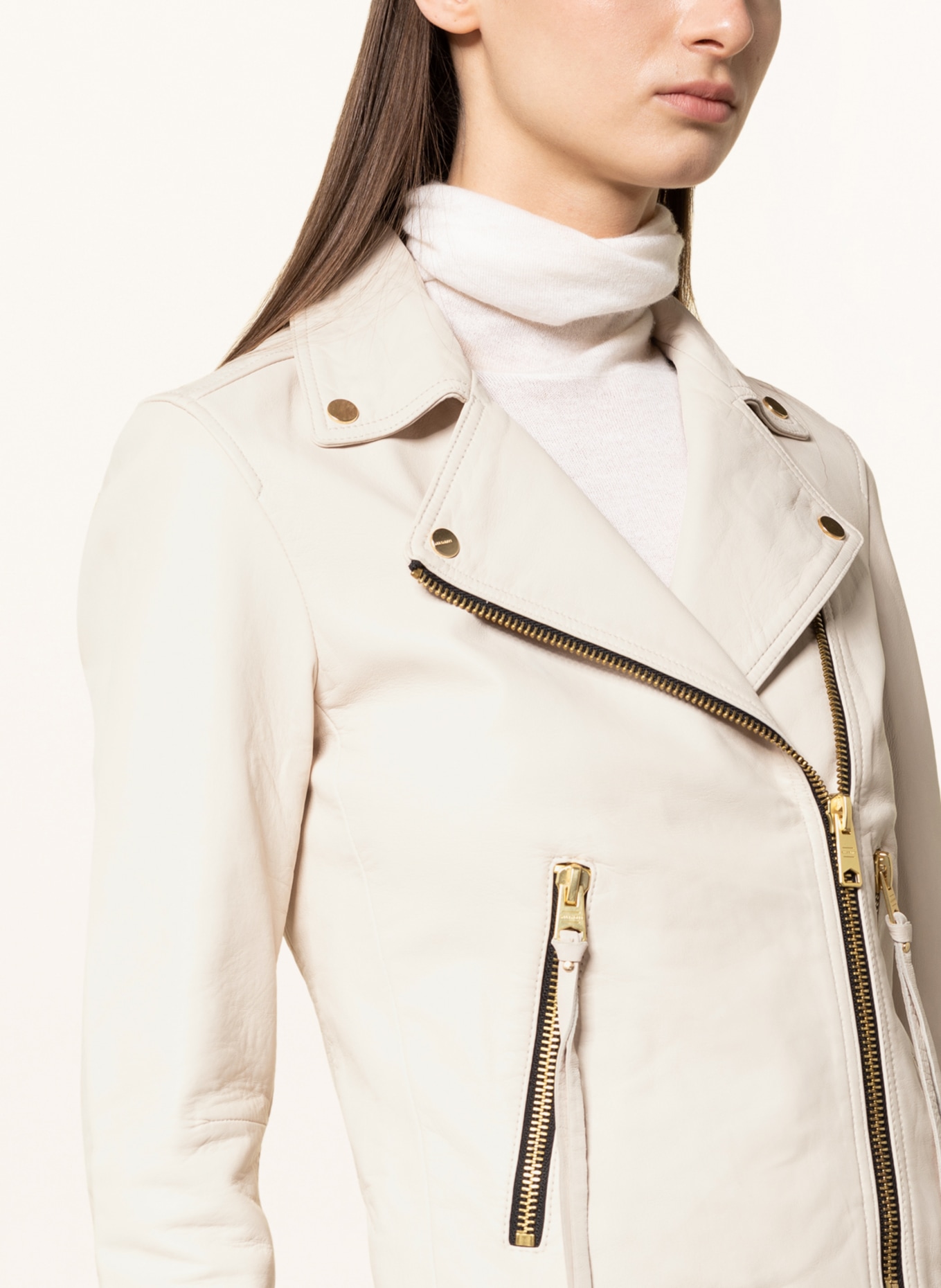 ALLSAINTS Leather jacket DALBY , Color: CREAM (Image 4)