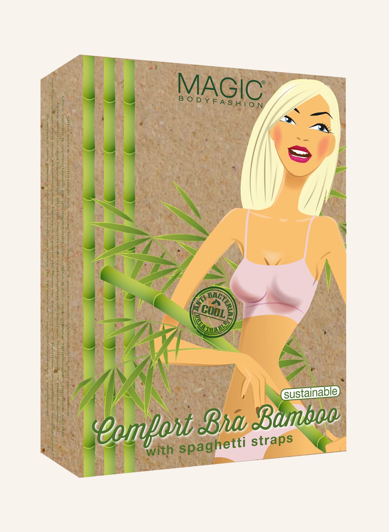 MAGIC Bodyfashion Bralette BAMBOO COMFORT BRA WITH SPAGHETTI STRAPS, Color: CREAM (Image 4)