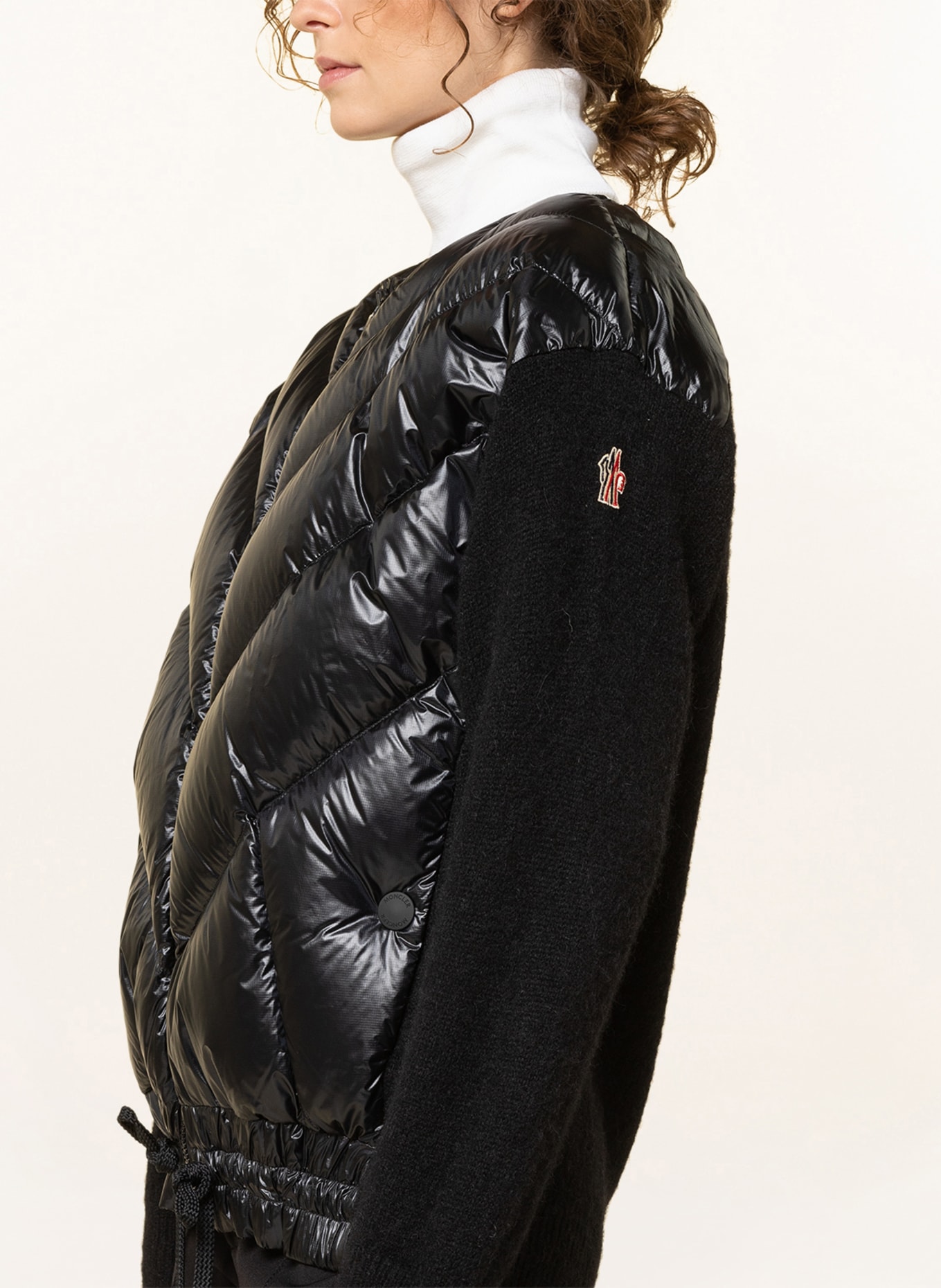 MONCLER GRENOBLE Pletený kabátek ze směsi materiálů s umělou kožešinou, Barva: ČERNÁ (Obrázek 5)