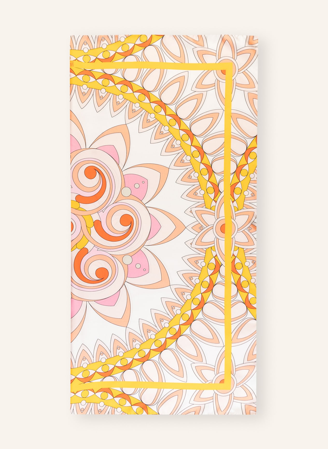 VILEBREQUIN Hedvábný šátek MANDALA, Barva: BÍLÁ/ RŮŽOVÁ/ TMAVĚ ŽLUTÁ (Obrázek 1)