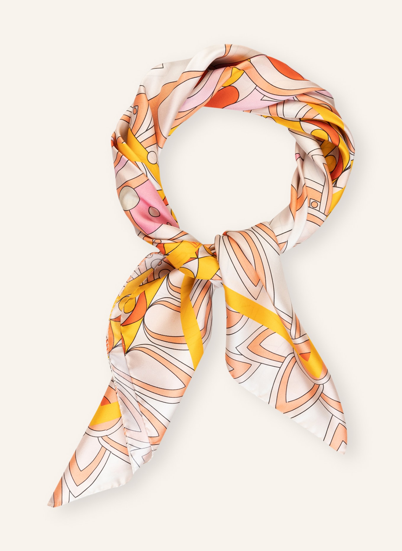 VILEBREQUIN Silk scarf MANDALA, Color: WHITE/ PINK/ DARK YELLOW (Image 2)