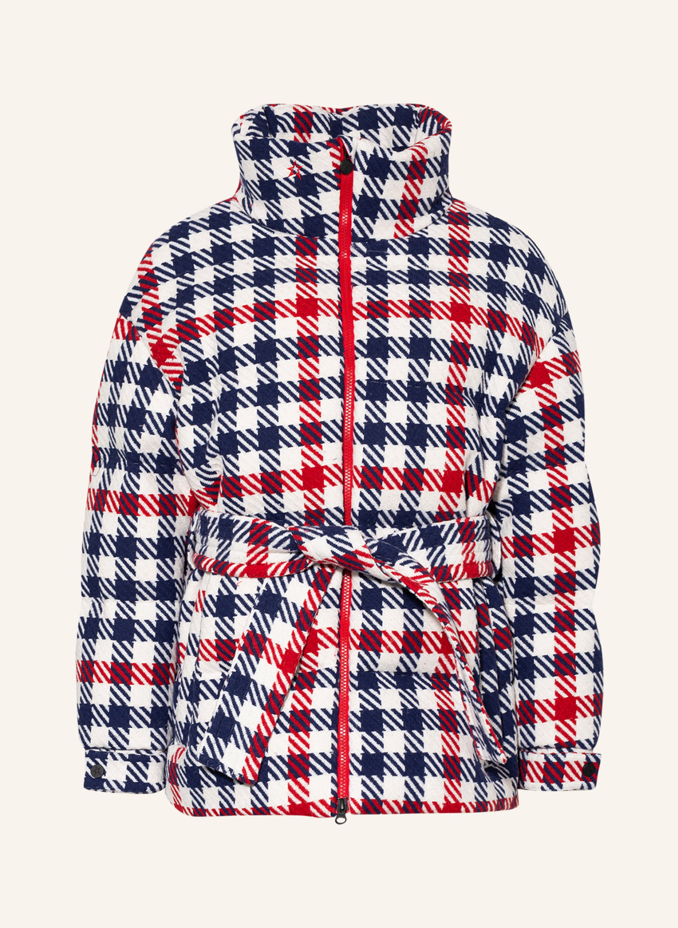 PERFECT MOMENT Down ski jacket STAR GINGHAM, Color: WHITE/ DARK BLUE/ RED (Image 1)
