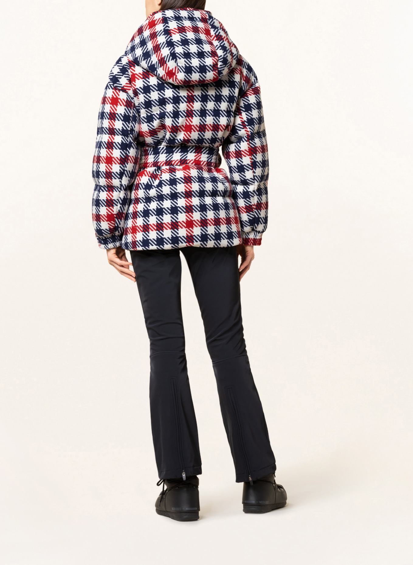 PERFECT MOMENT Down ski jacket STAR GINGHAM, Color: WHITE/ DARK BLUE/ RED (Image 3)