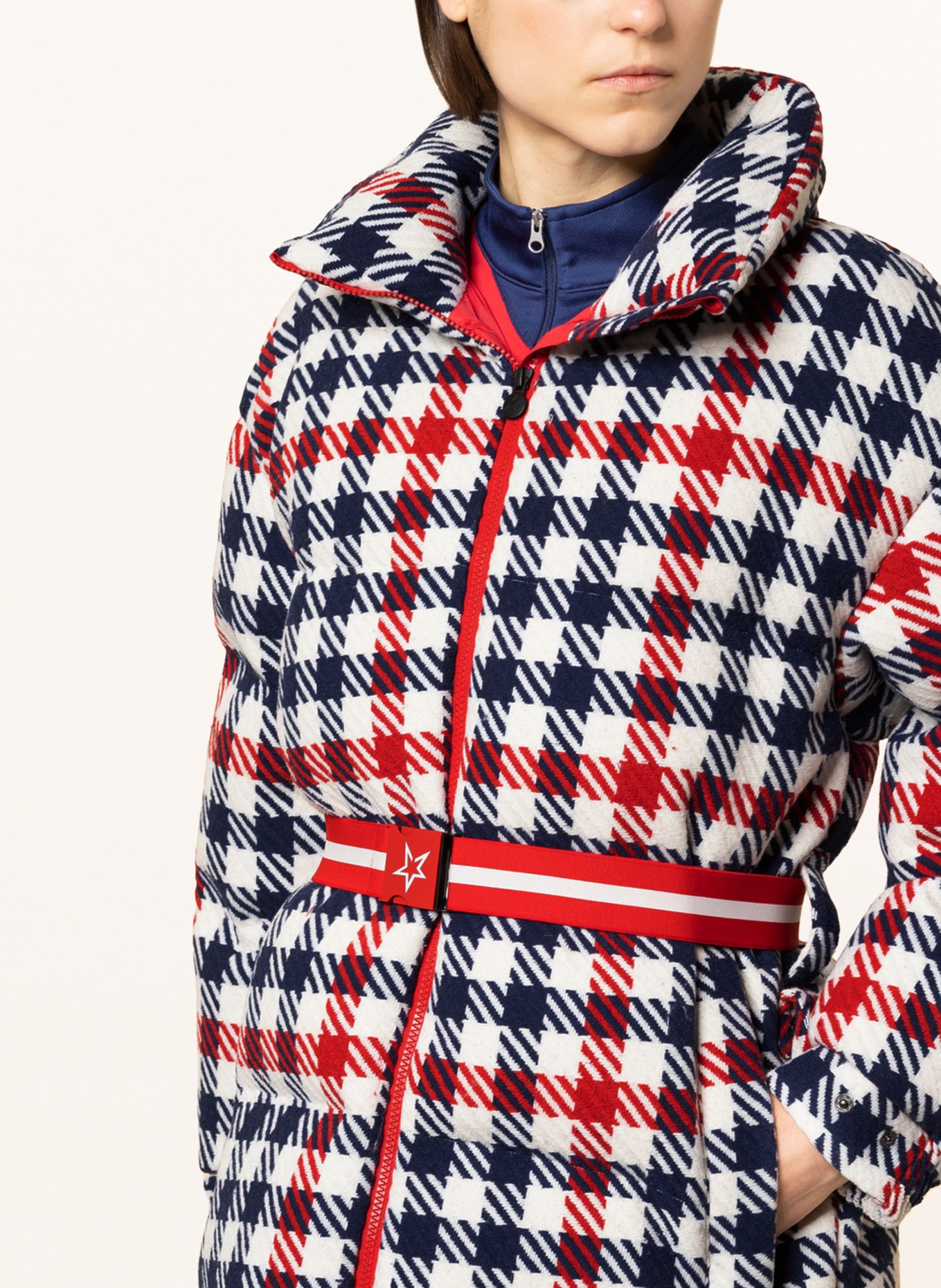 PERFECT MOMENT Down ski jacket STAR GINGHAM, Color: WHITE/ DARK BLUE/ RED (Image 6)