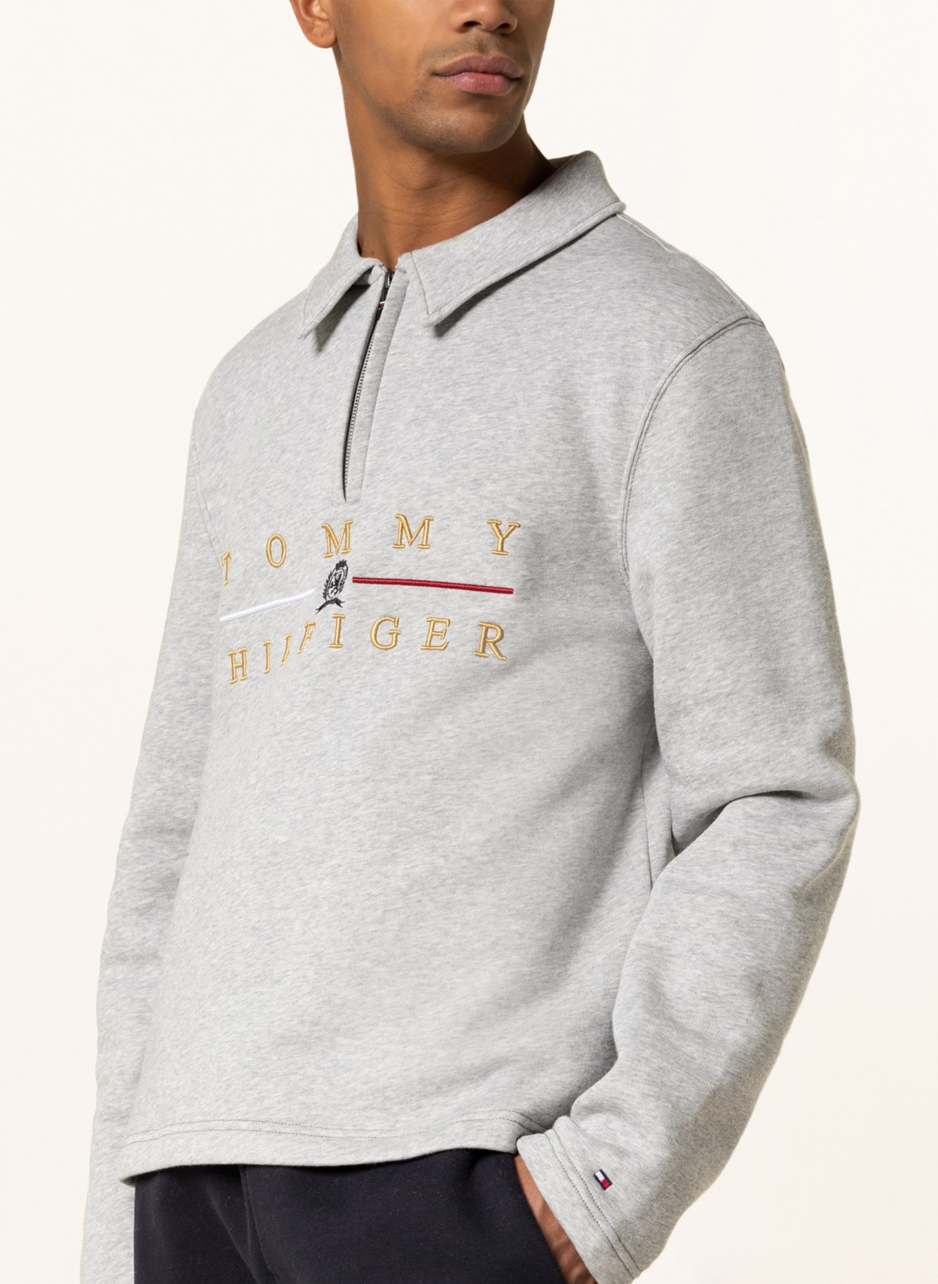 TOMMY HILFIGER Sweatshirt half-zip sweater, Color: LIGHT GRAY (Image 4)