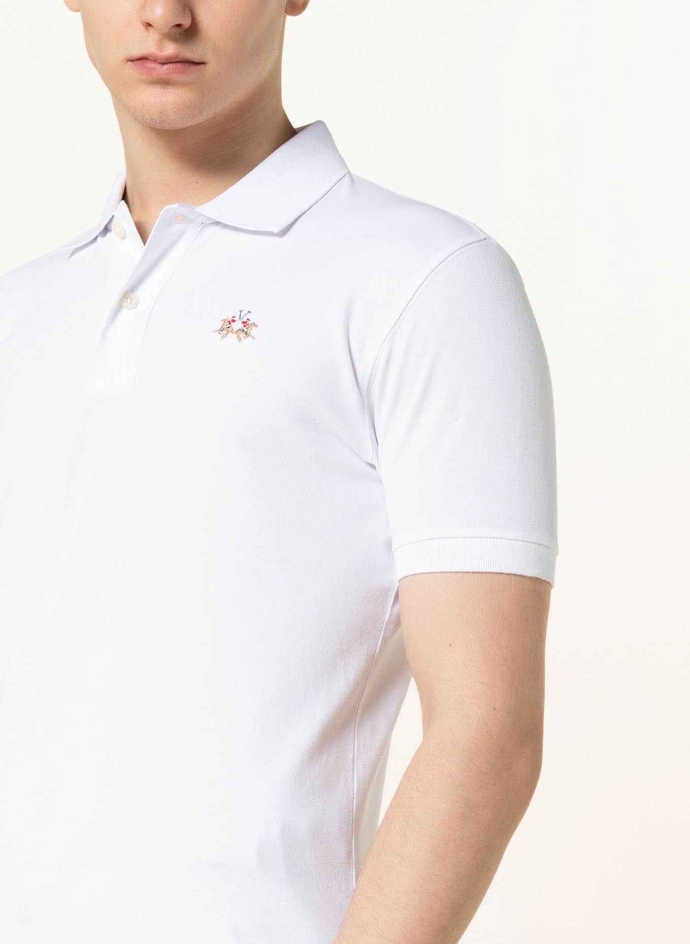 LA MARTINA Piqué polo shirt slim fit, Color: WHITE (Image 4)