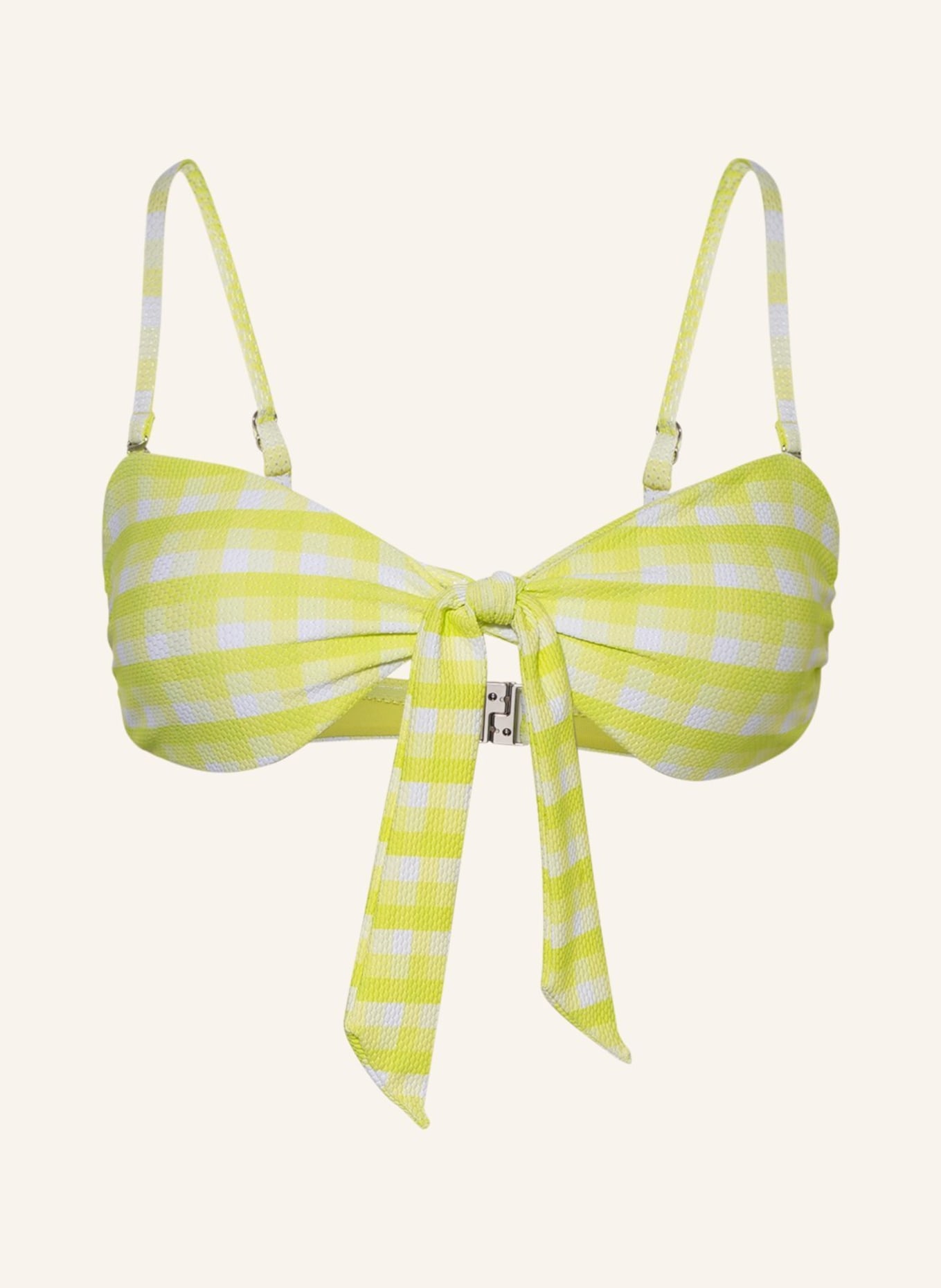 SEAFOLLY Bandeau bikini top PORTOFINO, Color: LIGHT GREEN/ WHITE (Image 1)