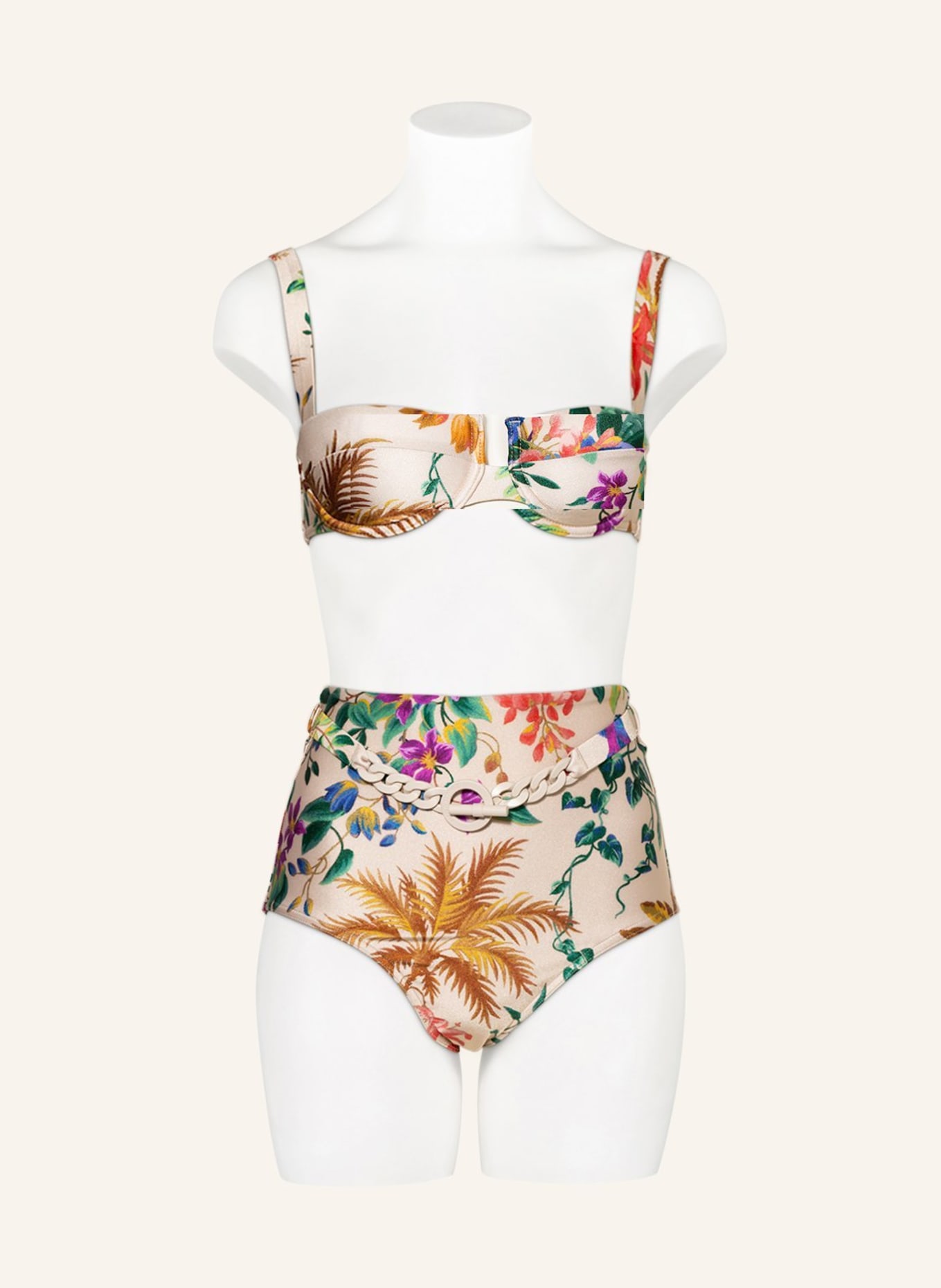 ZIMMERMANN Balconette bikini top TROPICANA, Color: CREAM/ GREEN/ BROWN (Image 2)