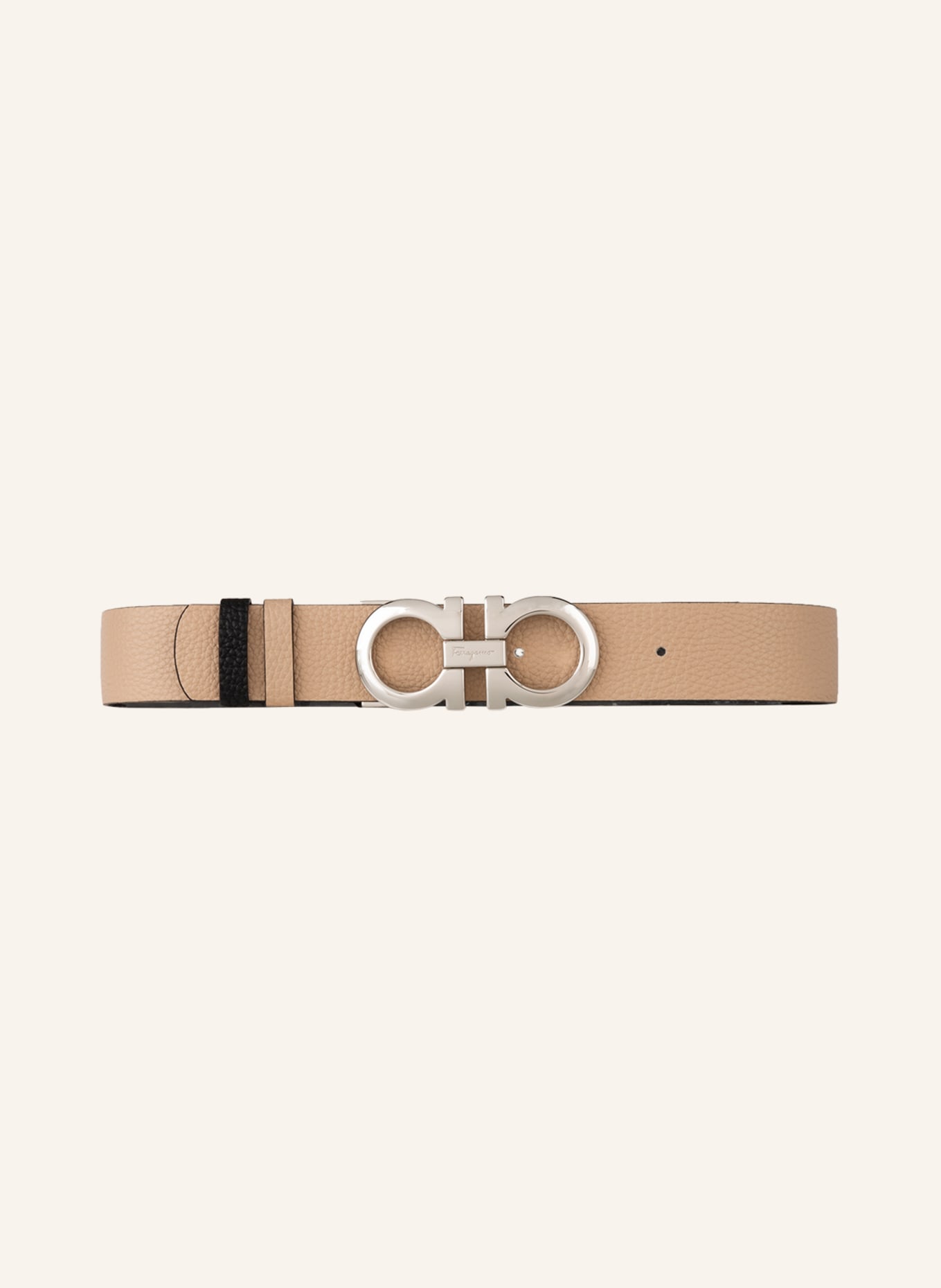 FERRAGAMO Leather belt DONNA reversible, Color: BLACK/ CREAM (Image 2)