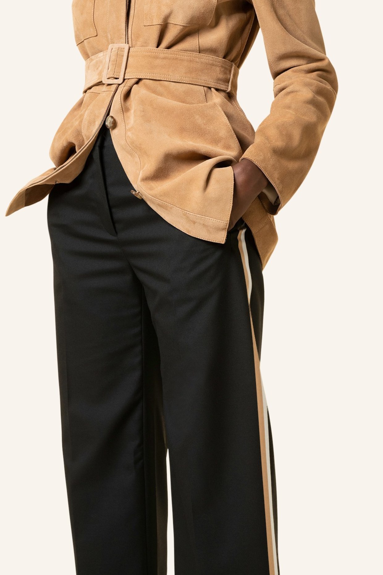 BOSS Trousers TUCESSA , Color: BLACK/ WHITE/ BEIGE (Image 5)