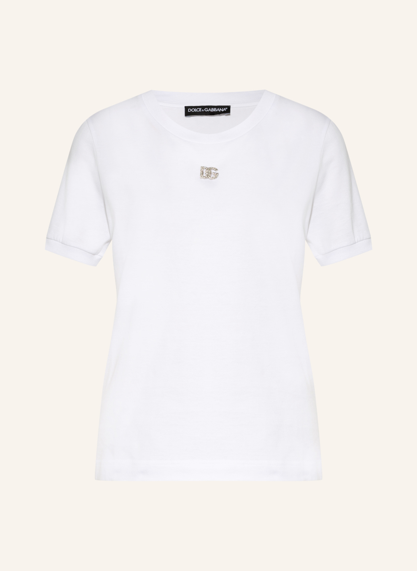 DOLCE & GABBANA T-shirt with decorative gems: WHITE