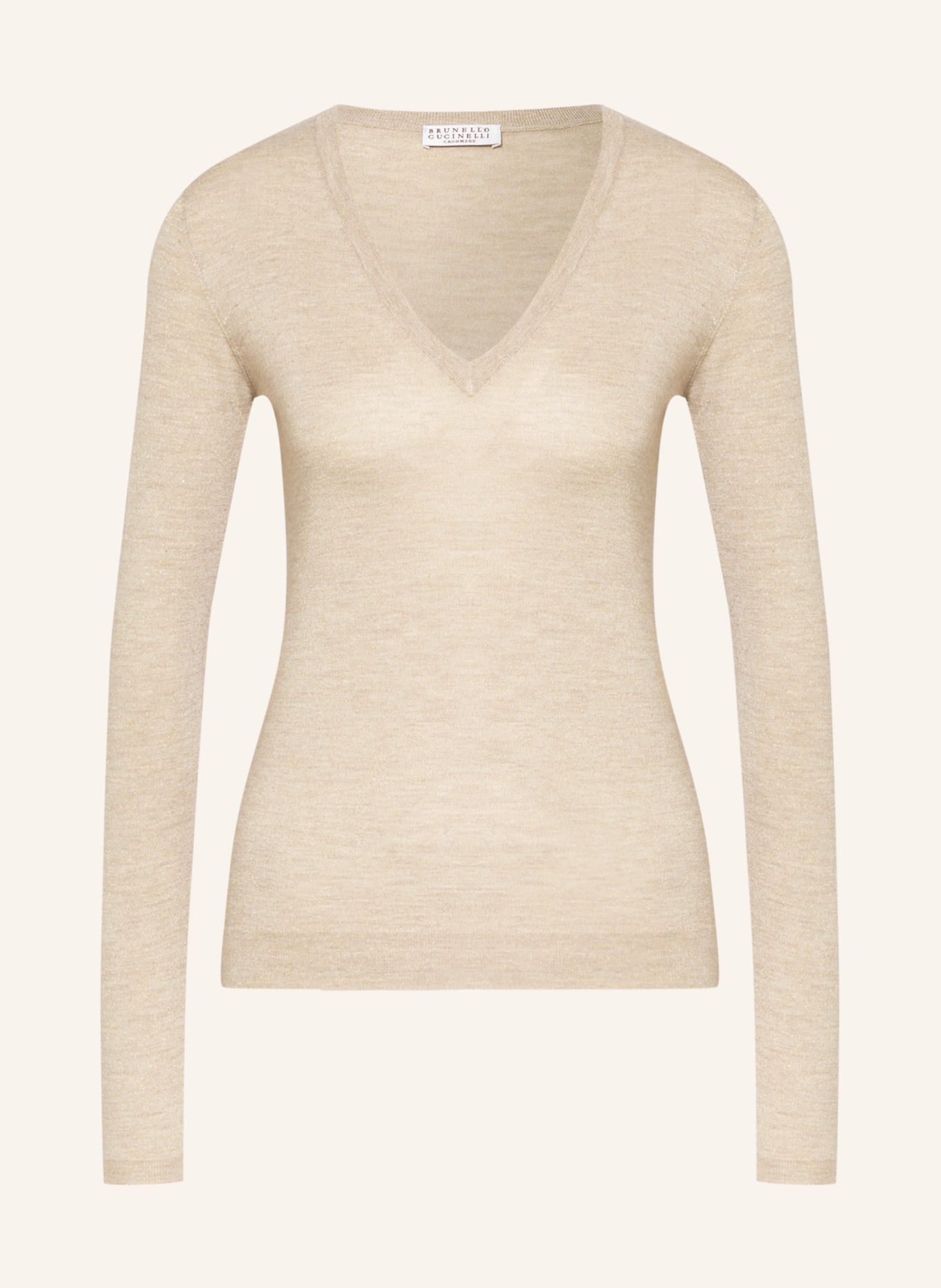 BRUNELLO CUCINELLI Sweater with cashmere and glitter thread, Color: BEIGE/ GOLD (Image 1)