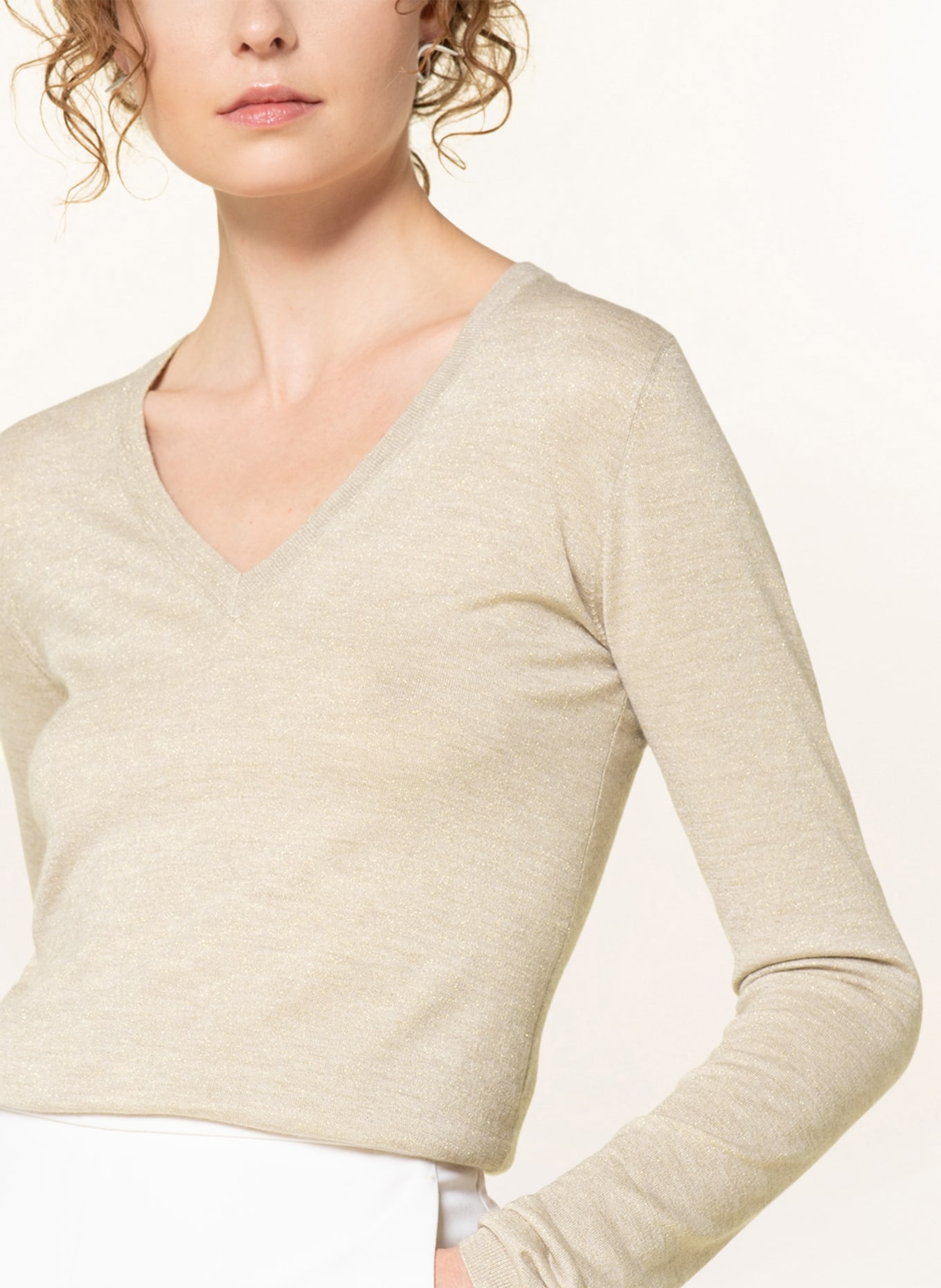 BRUNELLO CUCINELLI Sweater with cashmere and glitter thread, Color: BEIGE/ GOLD (Image 4)