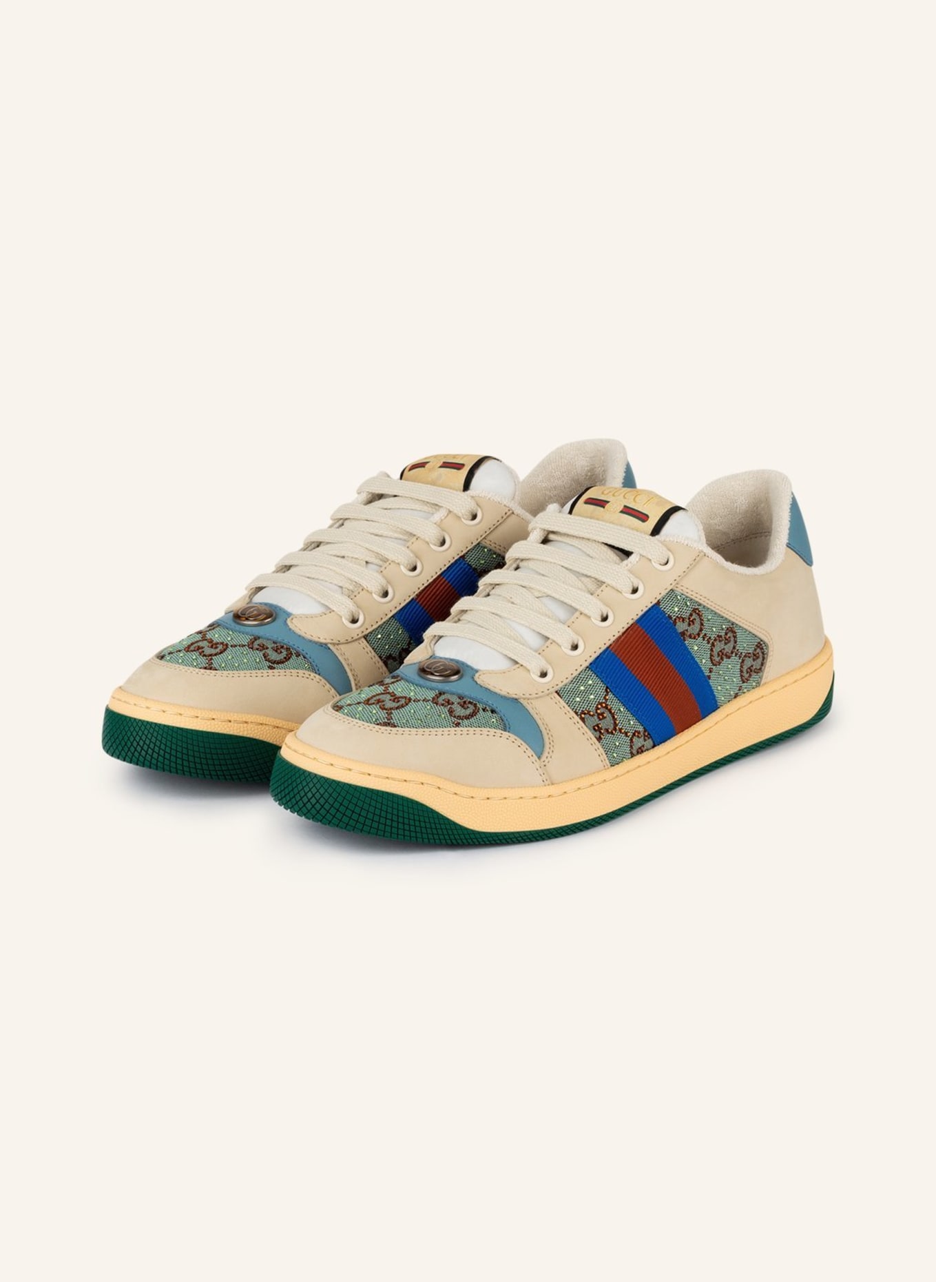 GUCCI Sneakers SCREENER with decorative gem trim, Color: 4983 AZU-BRO/D.MI/S.B/B.S (Image 1)