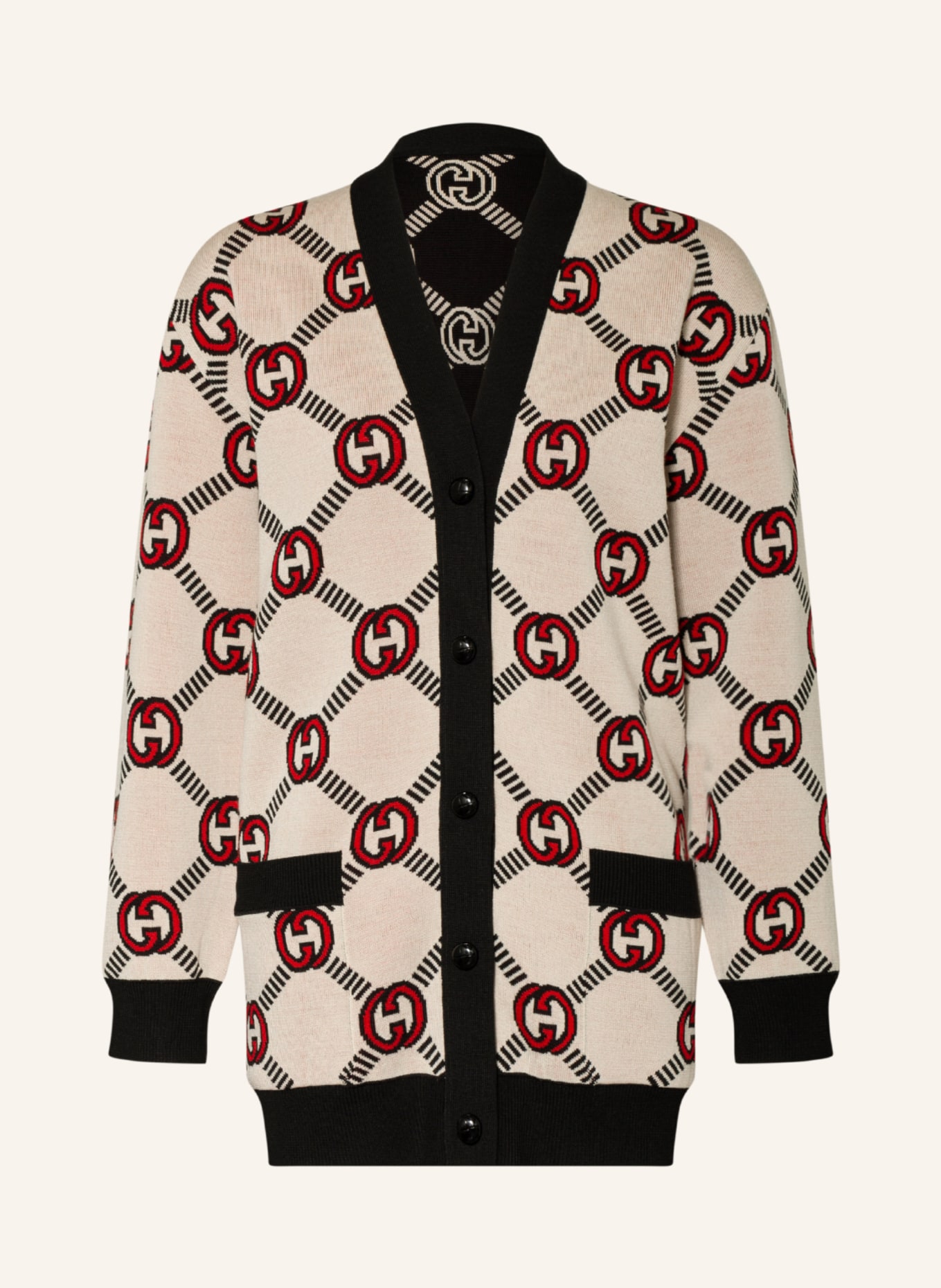 GUCCI Cardigan reversible , Color: CREAM/ RED/ BLACK (Image 1)