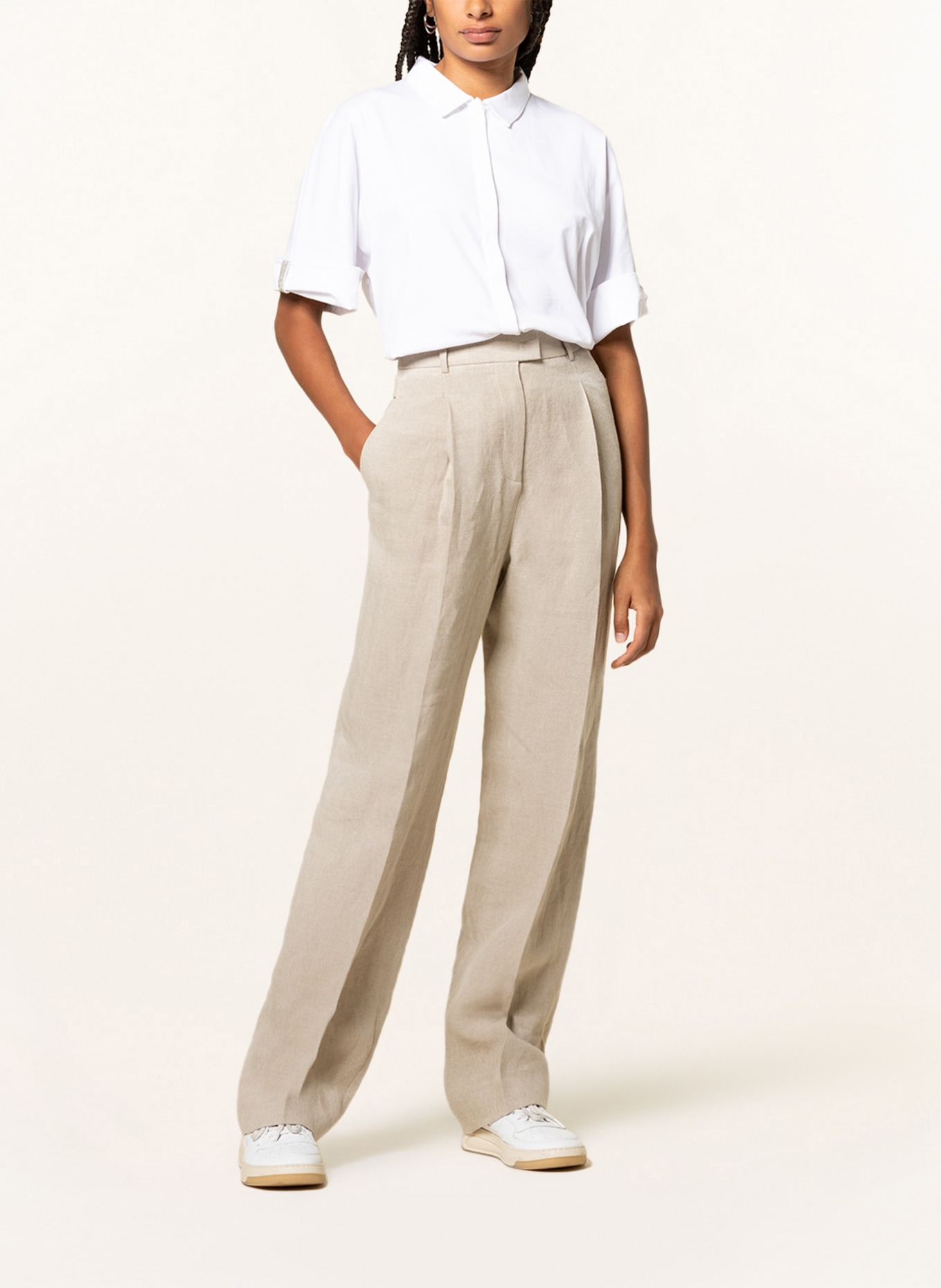 FABIANA FILIPPI Linen pants, Color: LIGHT GRAY/ BEIGE (Image 2)