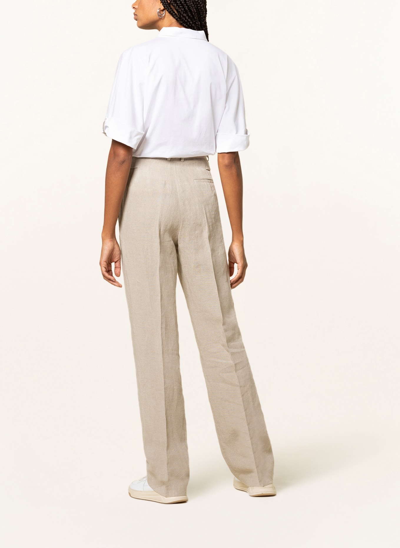 FABIANA FILIPPI Linen pants, Color: LIGHT GRAY/ BEIGE (Image 3)